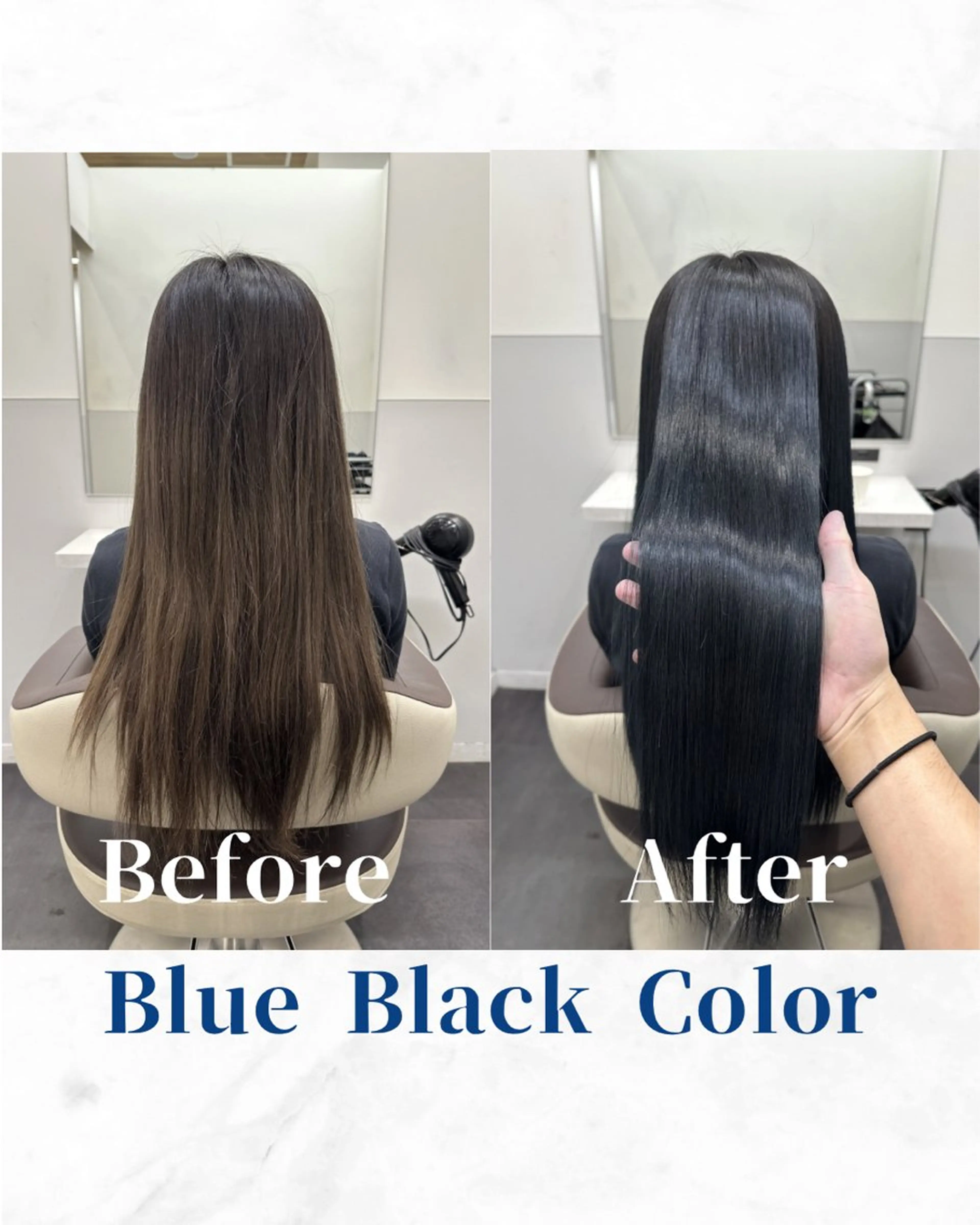 ロング カラー 黒髪 ブルーカラー ブルーブラック 透明感カラー 髪質改善 カット ヘアカラー トリートメント 【美髪矯正 /髪質改善】RINのヘアスタイル