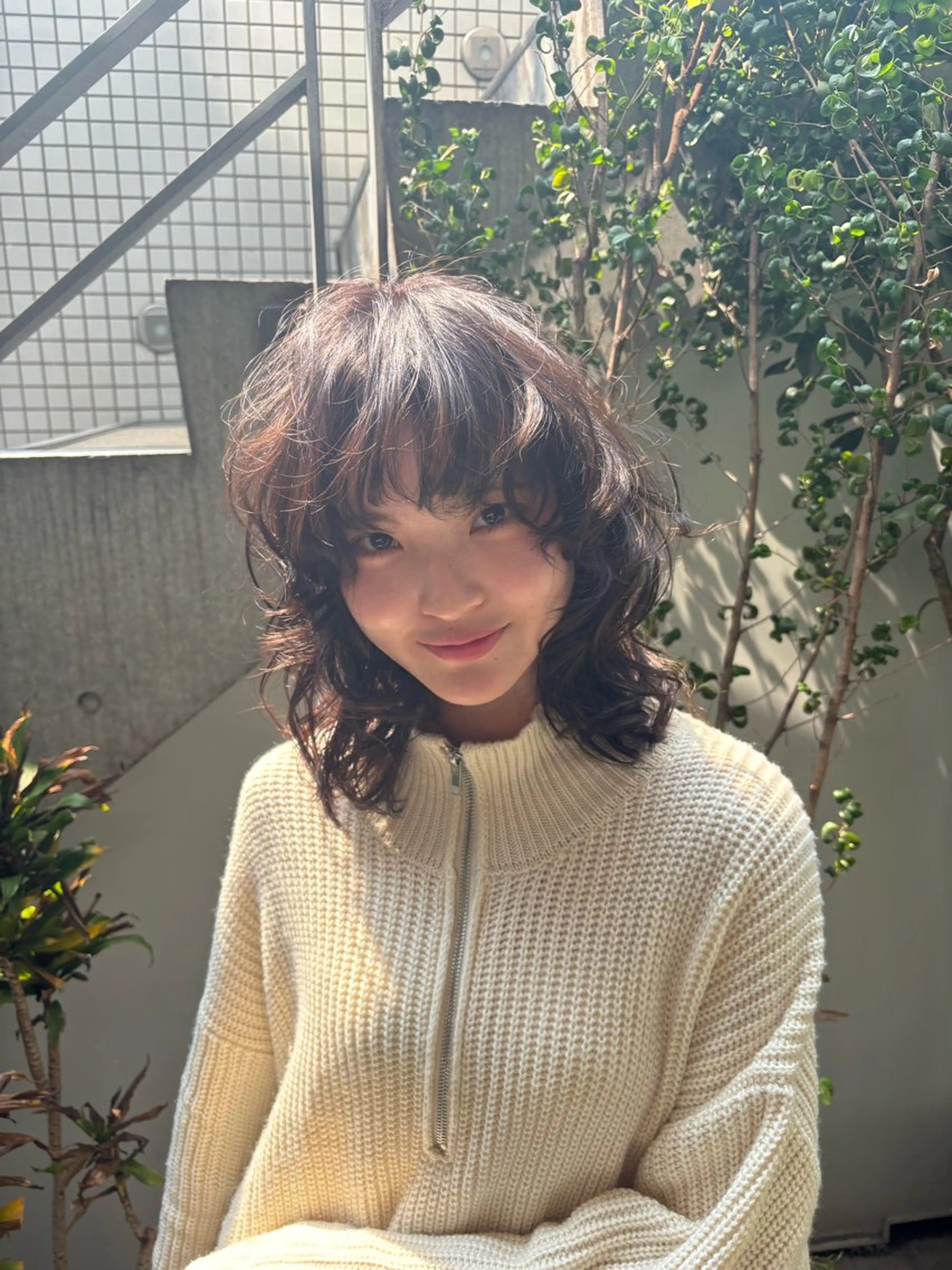 ミディアム ミディアムパーマ レイヤーカット カット パーマ トリートメント SHOTA ハイライト/パーマのヘアスタイル