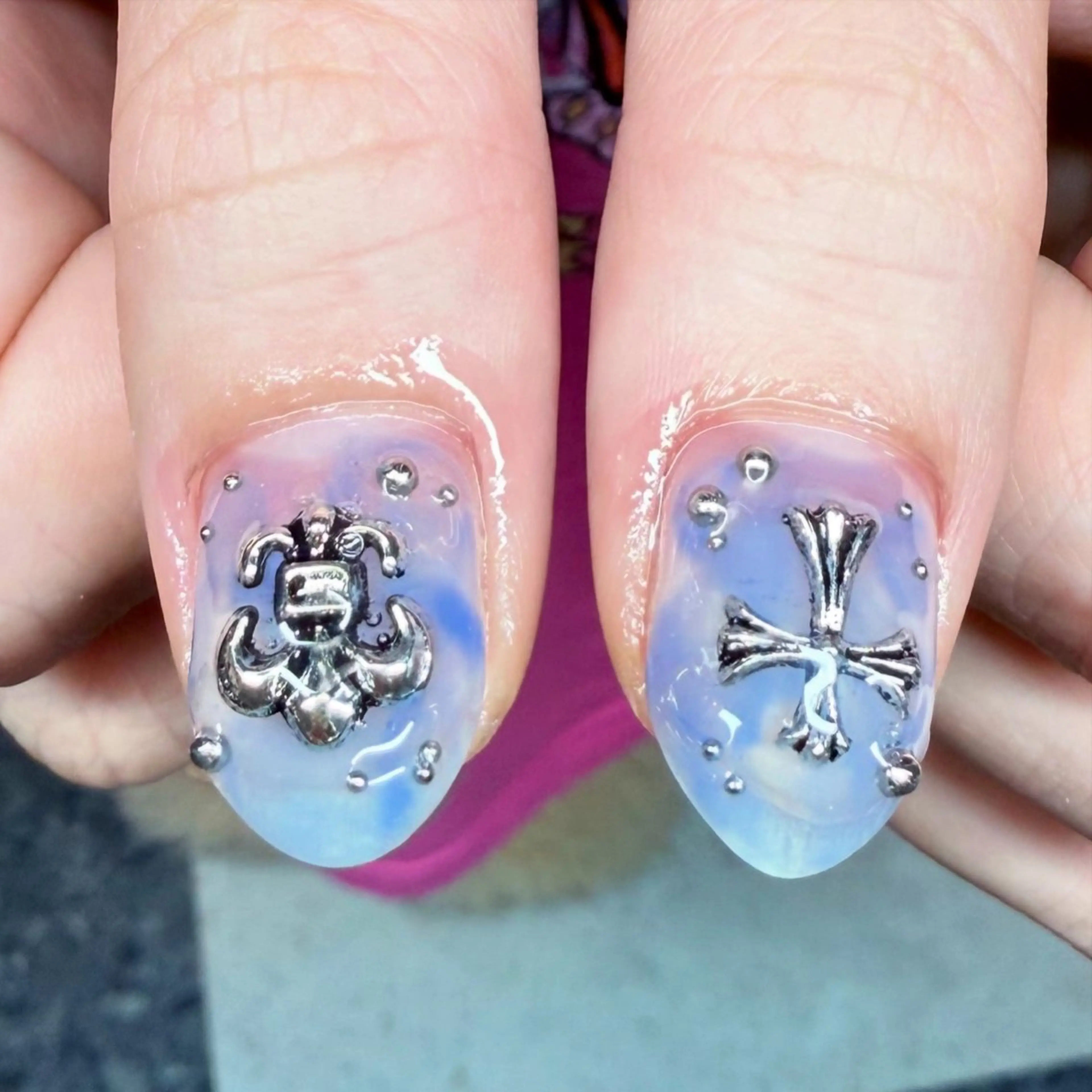 ネイル ブルー シンプルネイル 夏ネイル ハンドネイル posa nail モエミのネイルデザイン