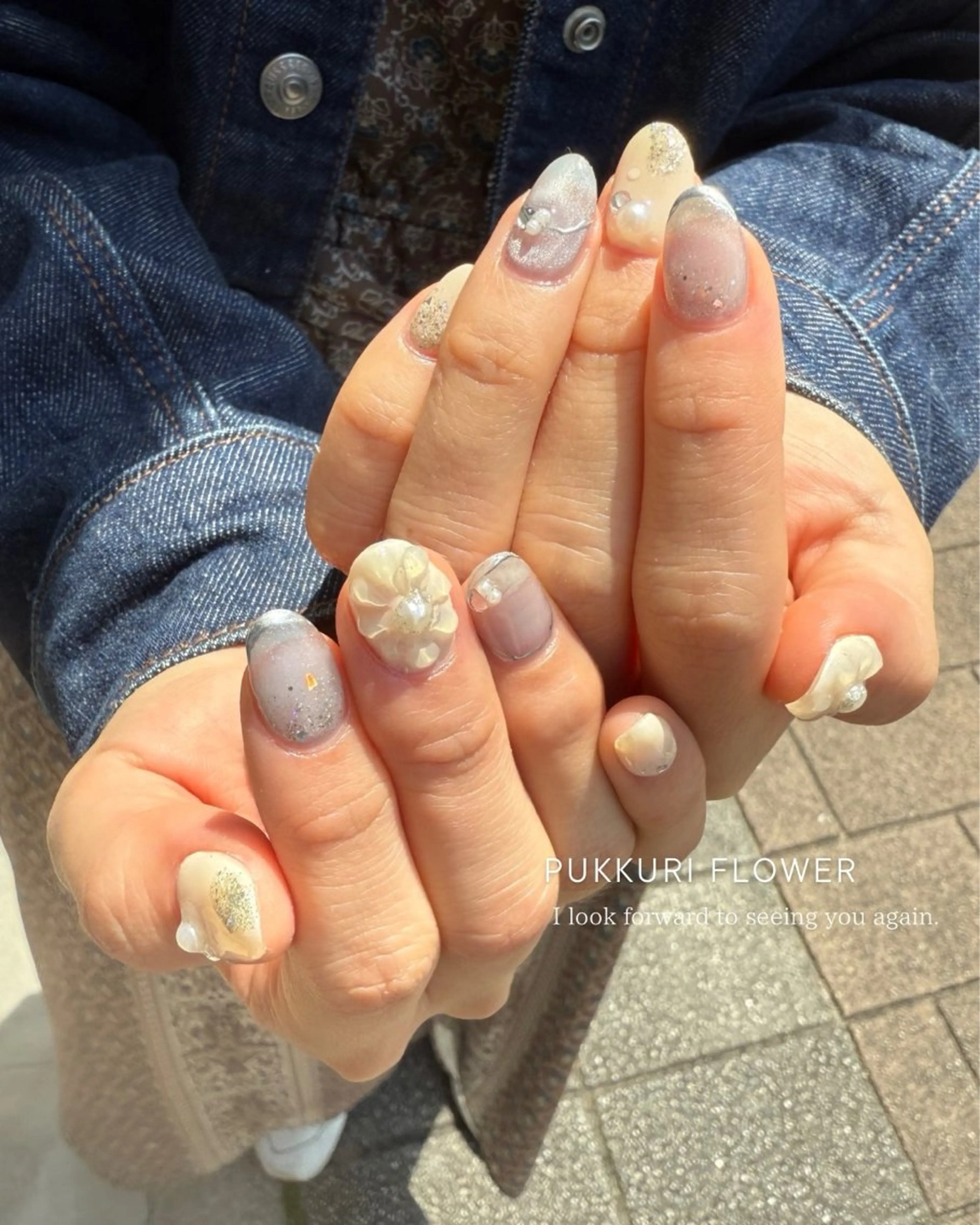 ネイル フラワーネイル ジェルネイル マグネットネイル パラジェル ぷっくりネイル ハンドネイル Seemly 千田町店所属・フラワーパラジェル 🌸シームリーエミのネイルデザイン