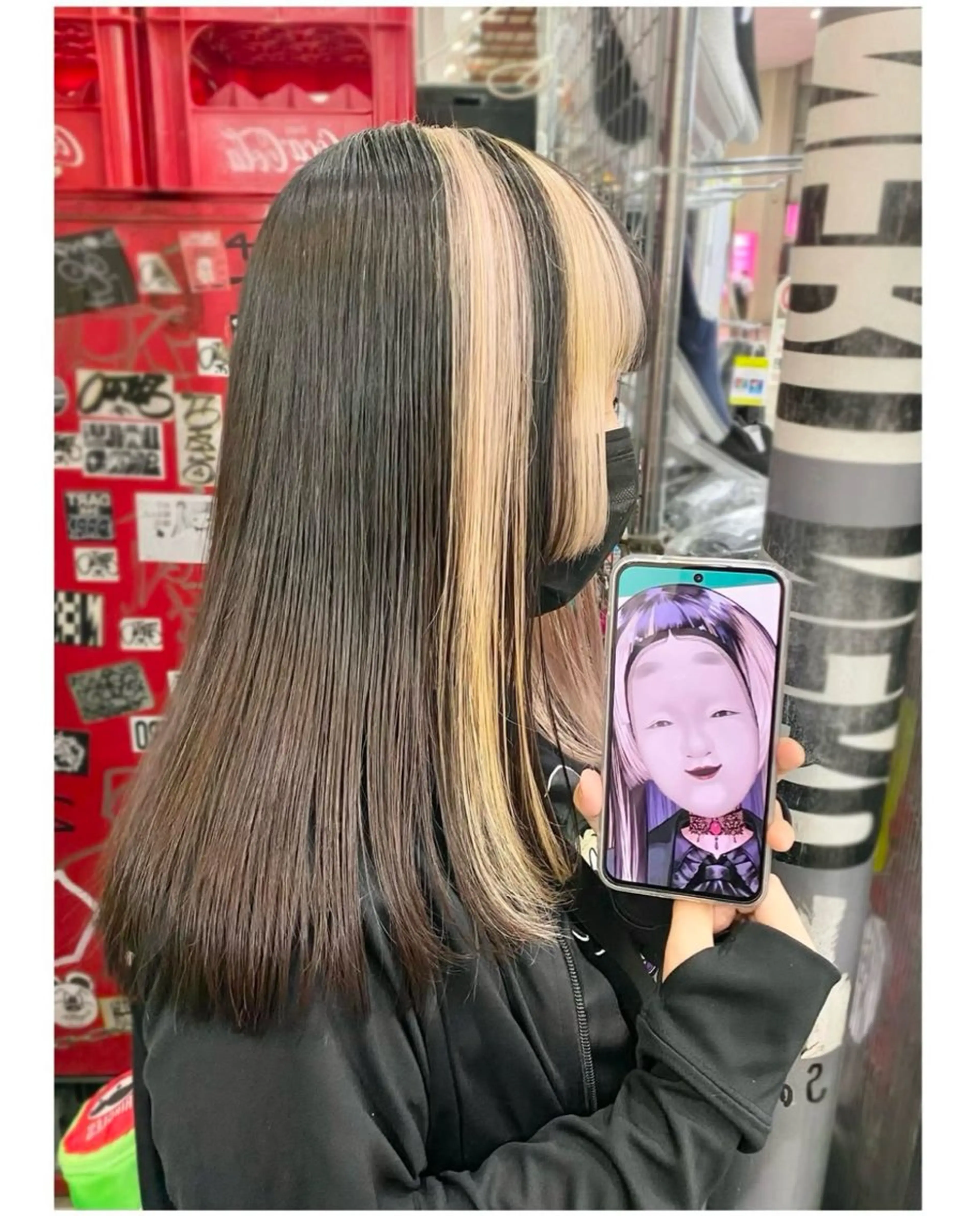 ミディアム カラー ブロンド メッシュ ホワイトブロンド ヘアカラー GARU-ガル-所属・TSUNO🦖 派手髪/オタク美容師のヘアスタイル