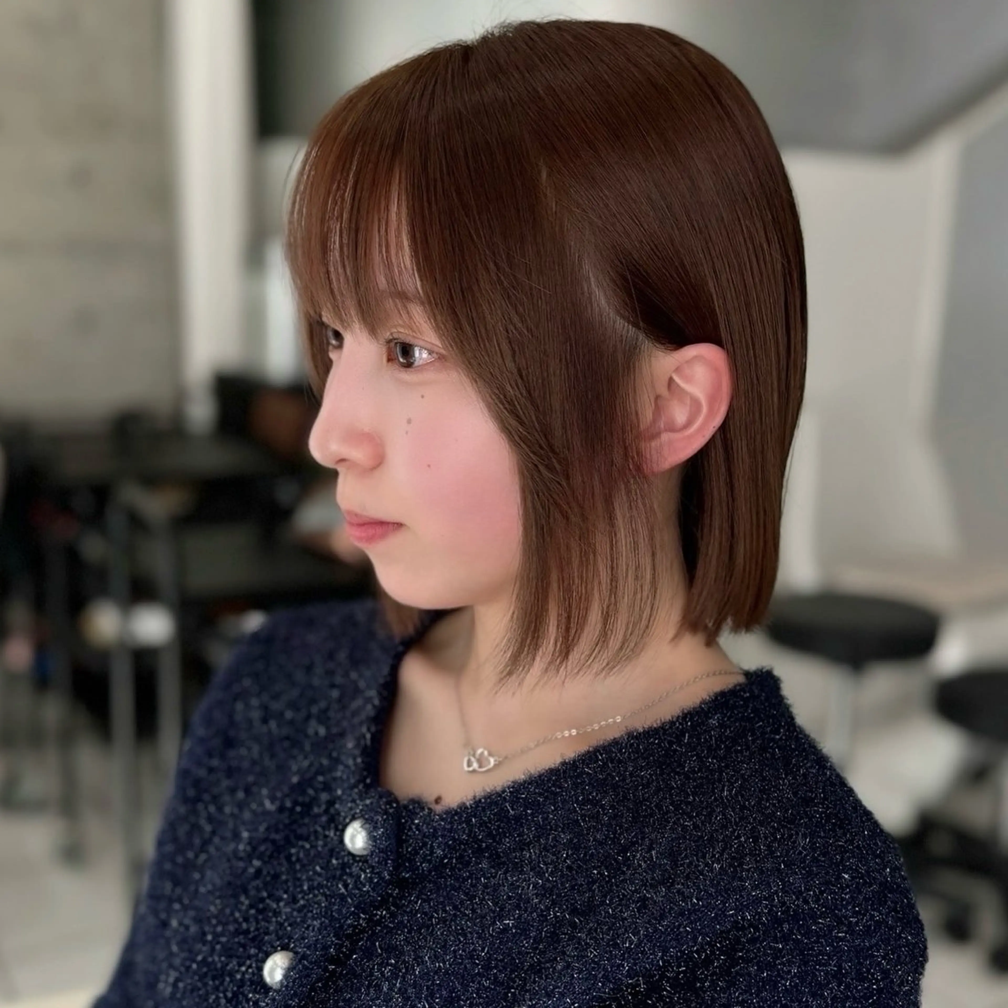 ミディアム カラー ボブ 髪質改善 似合わせカット 縮毛矯正 カット トリートメント 💎ボブ/似合わせの 達人/縮毛矯正/畔上のヘアスタイル