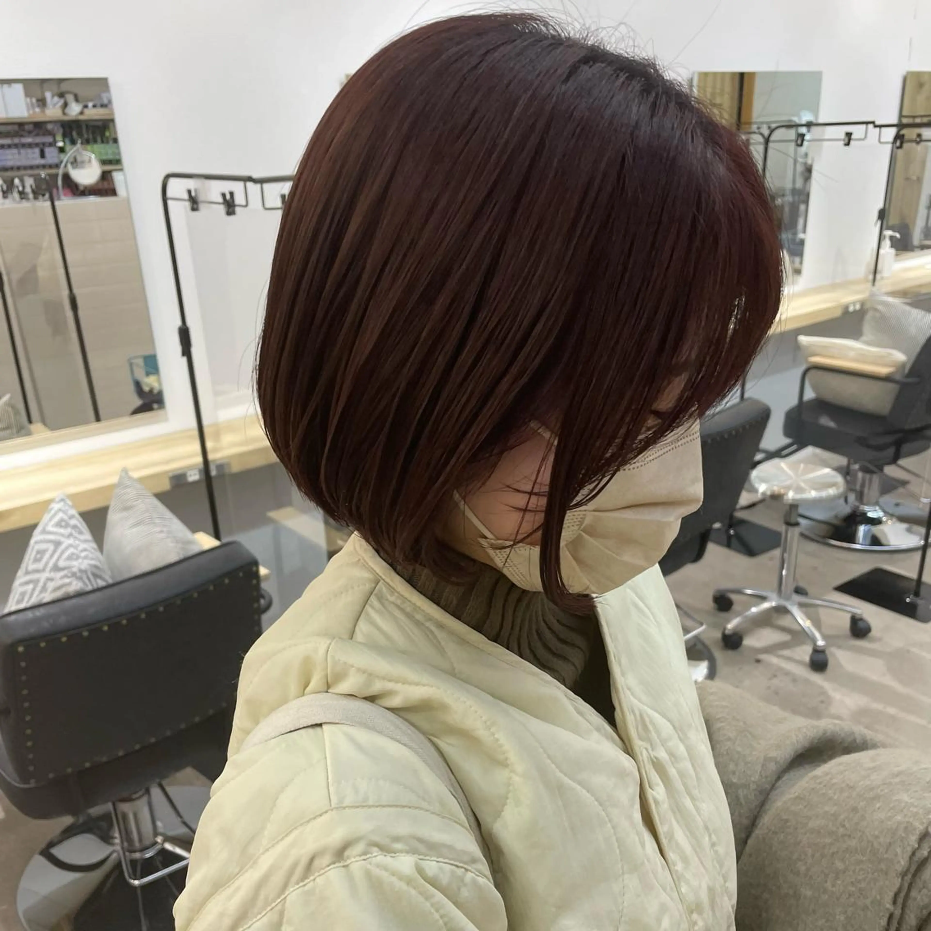 ミディアム ピンクブラウン ボブ SUNC🍀大熊 花奈絵🍀のヘアスタイル