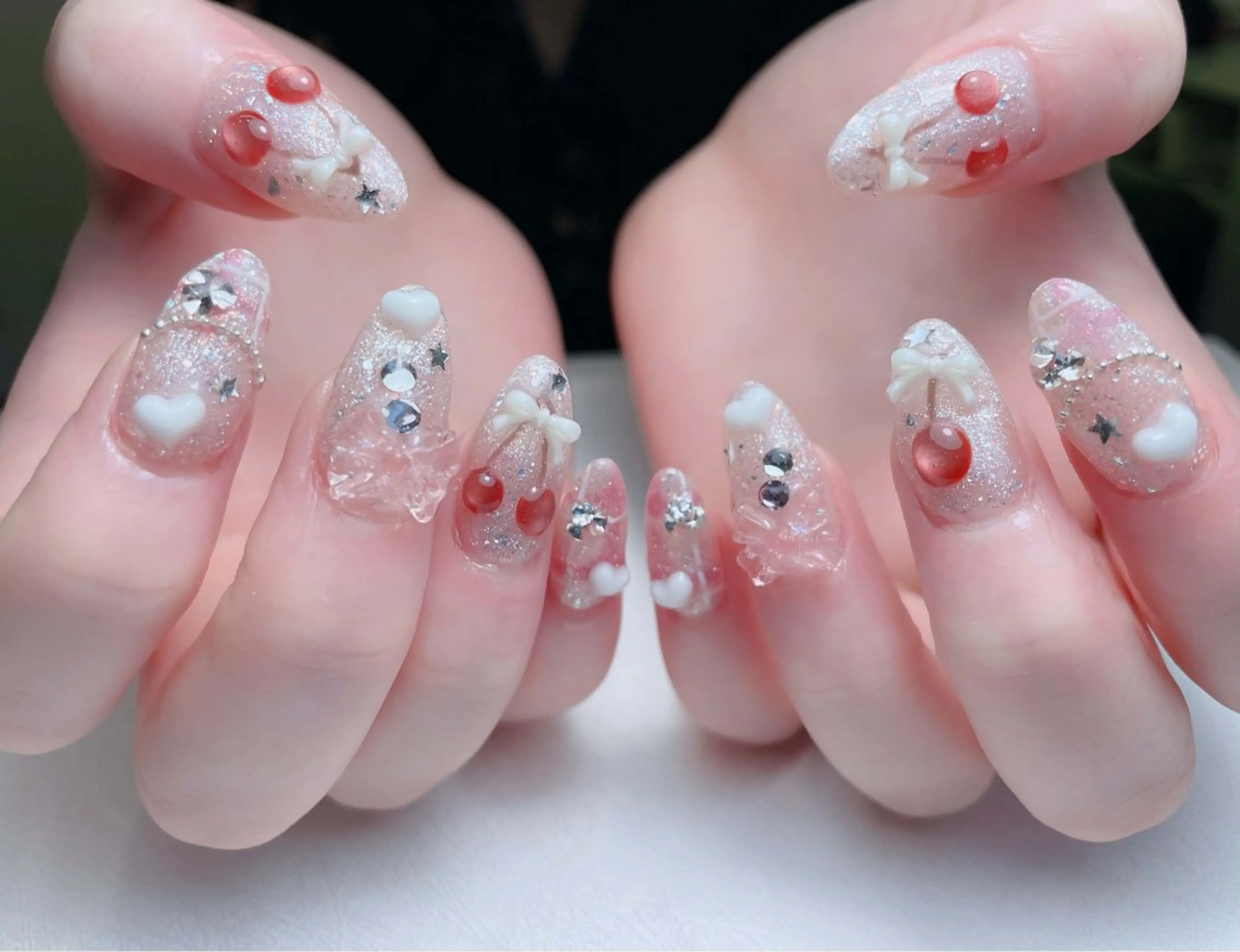 ネイル アートネイル オーロラネイル 長さ出し フレンチネイル ジェルネイル ハンドネイル 中野駅から2分 MEO NAILのネイルデザイン