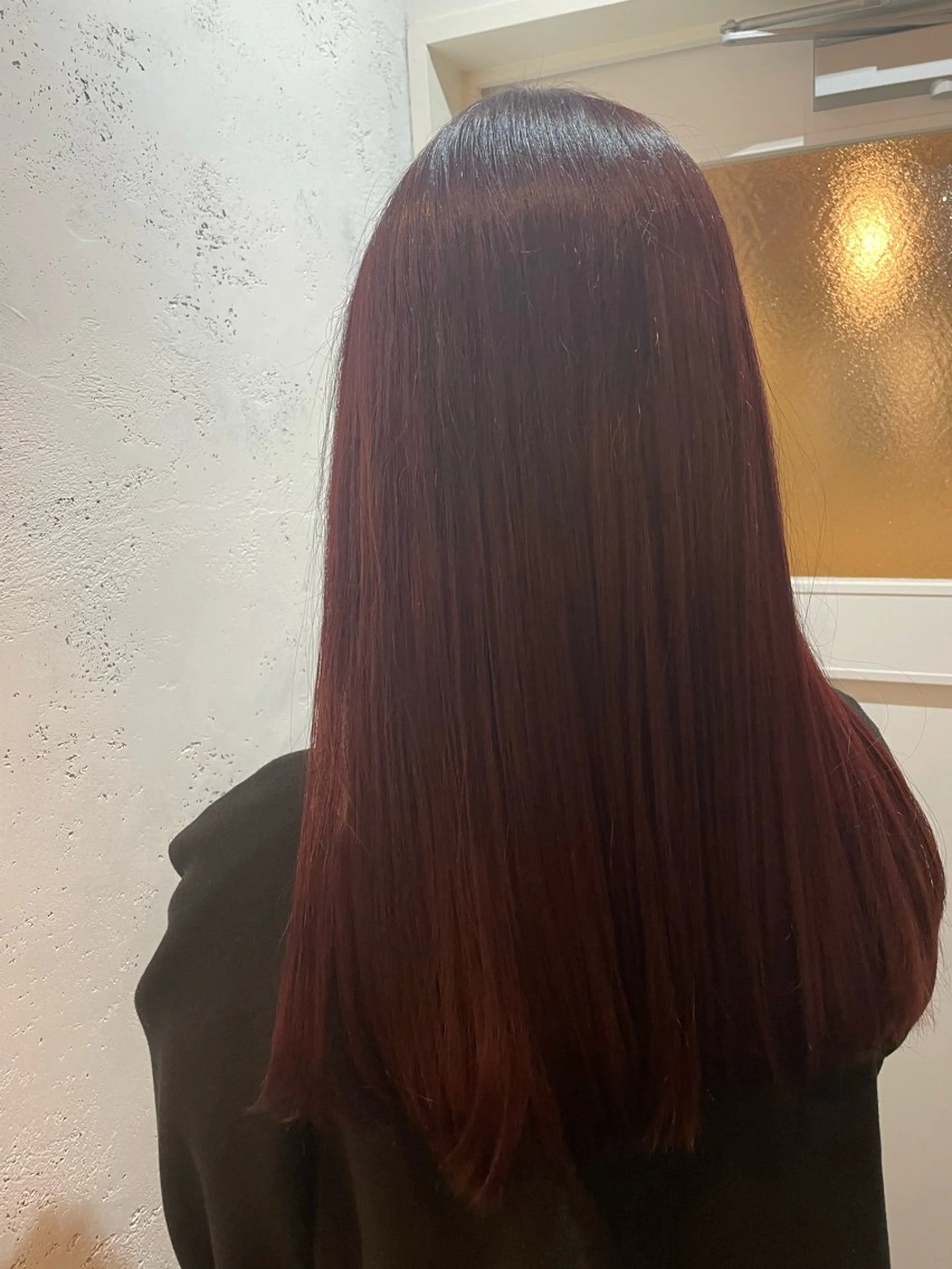 ロング カラー ブリーチ レッドカラー 宮原 愛果のヘアスタイル