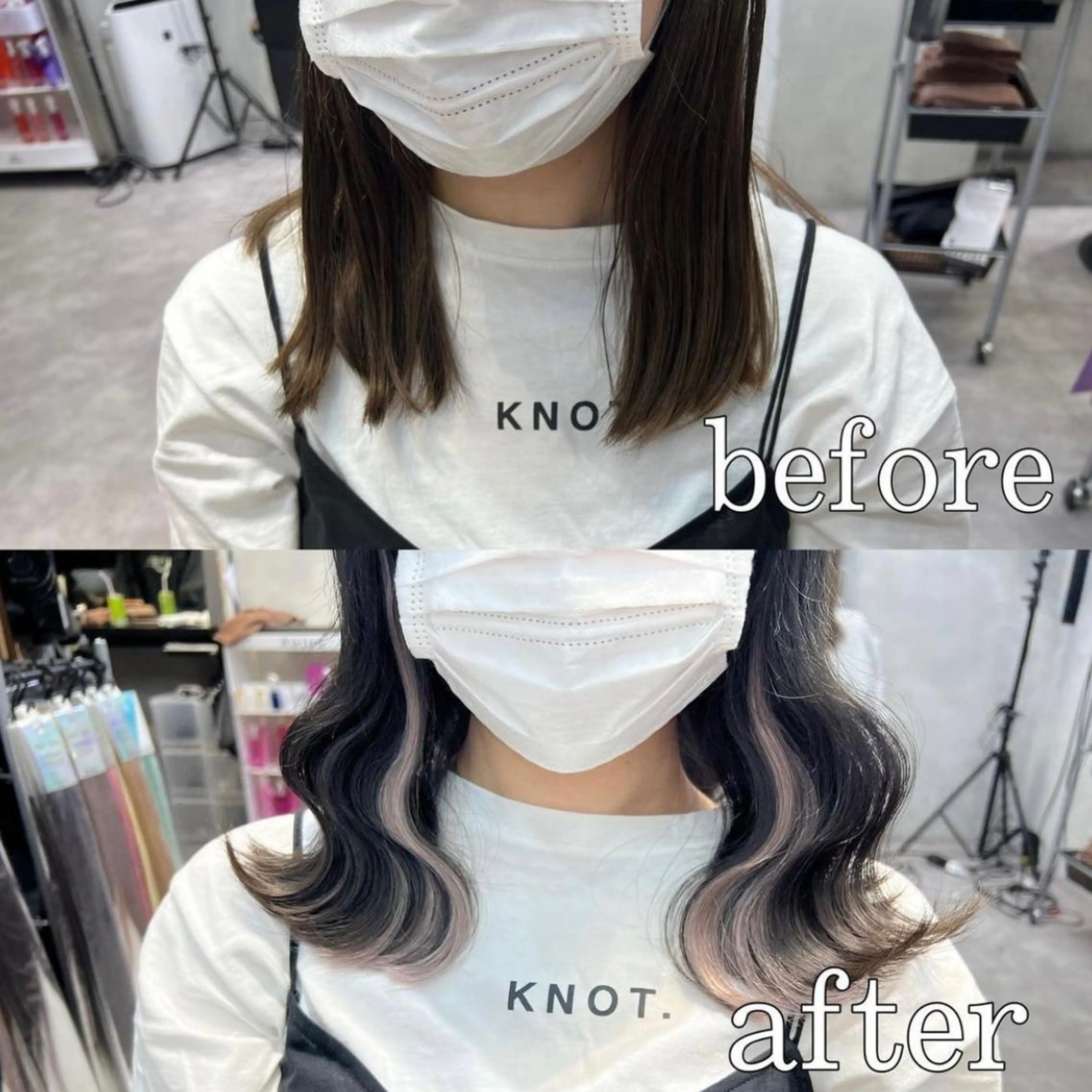 ミディアム カラー ヘアアレンジ シールエクステ アッシュ バレイヤージュ ベージュカラー ブリーチ ヘアカラー エクステ ar+ ❤︎ maiのヘアスタイル