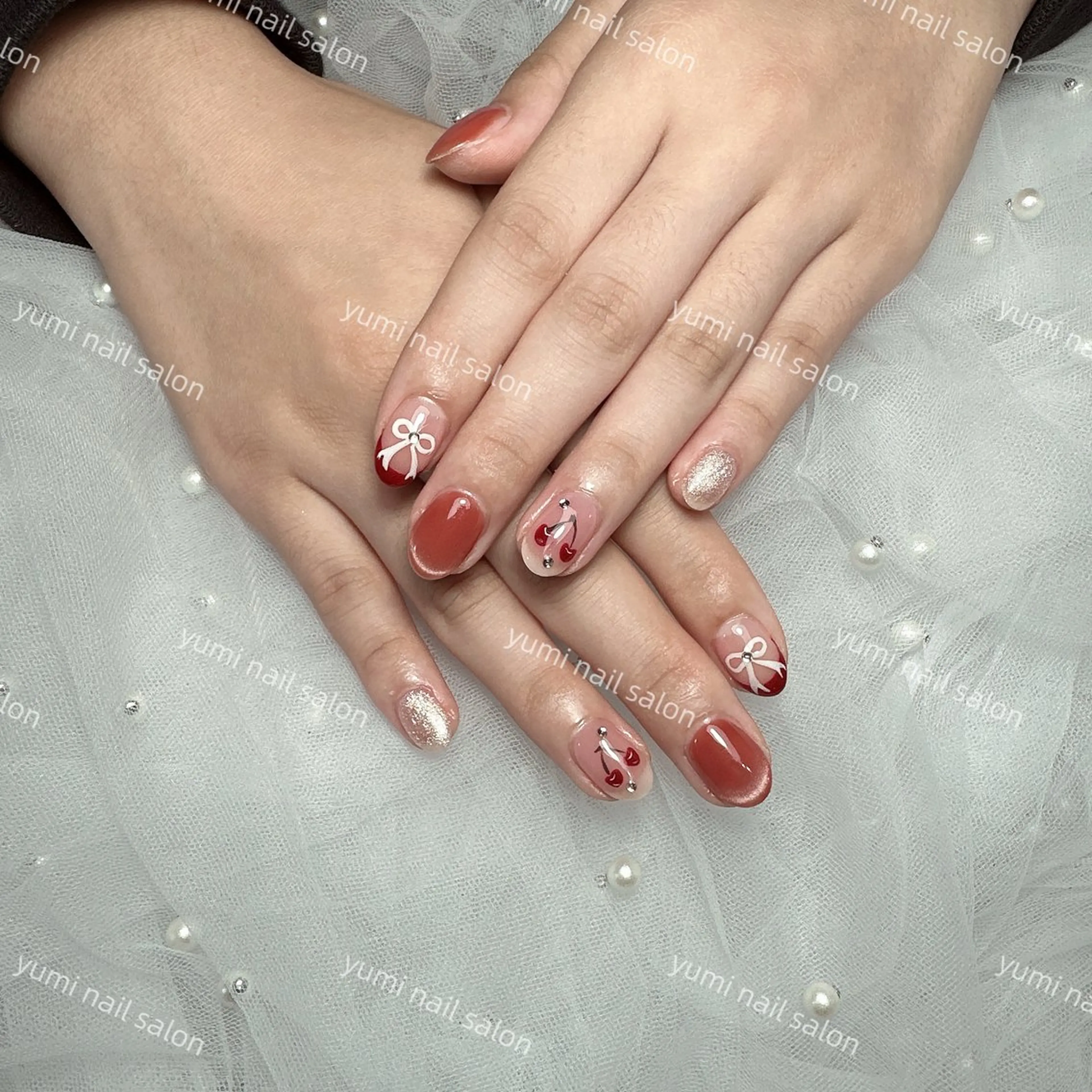 ネイル shineジェル& チップ長さだしのネイルデザイン