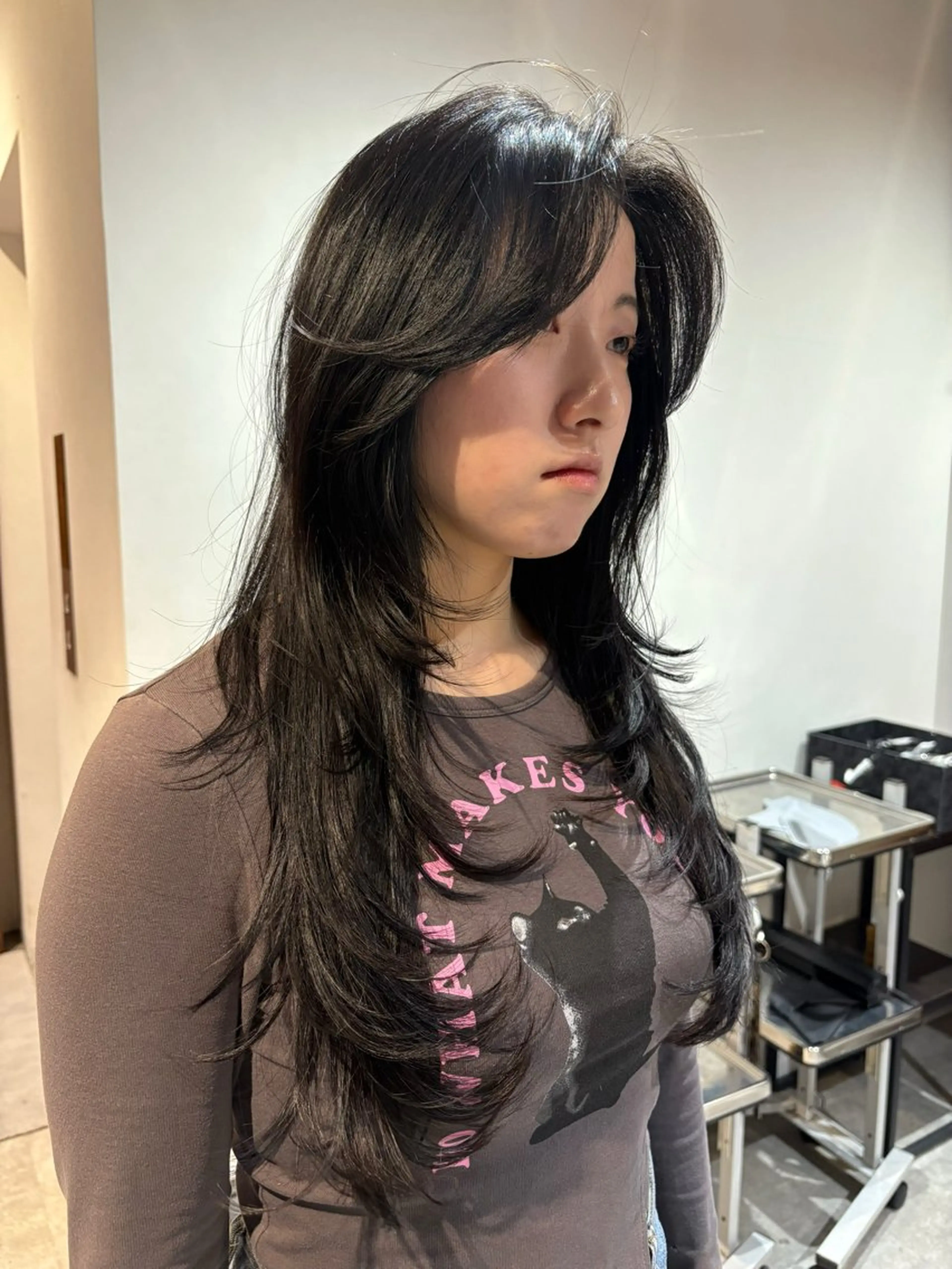 ロング レイヤーカット トリートメント カット ヘアカラー 海外レイヤー/赤み 消しカラー/上原聖奈のヘアスタイル