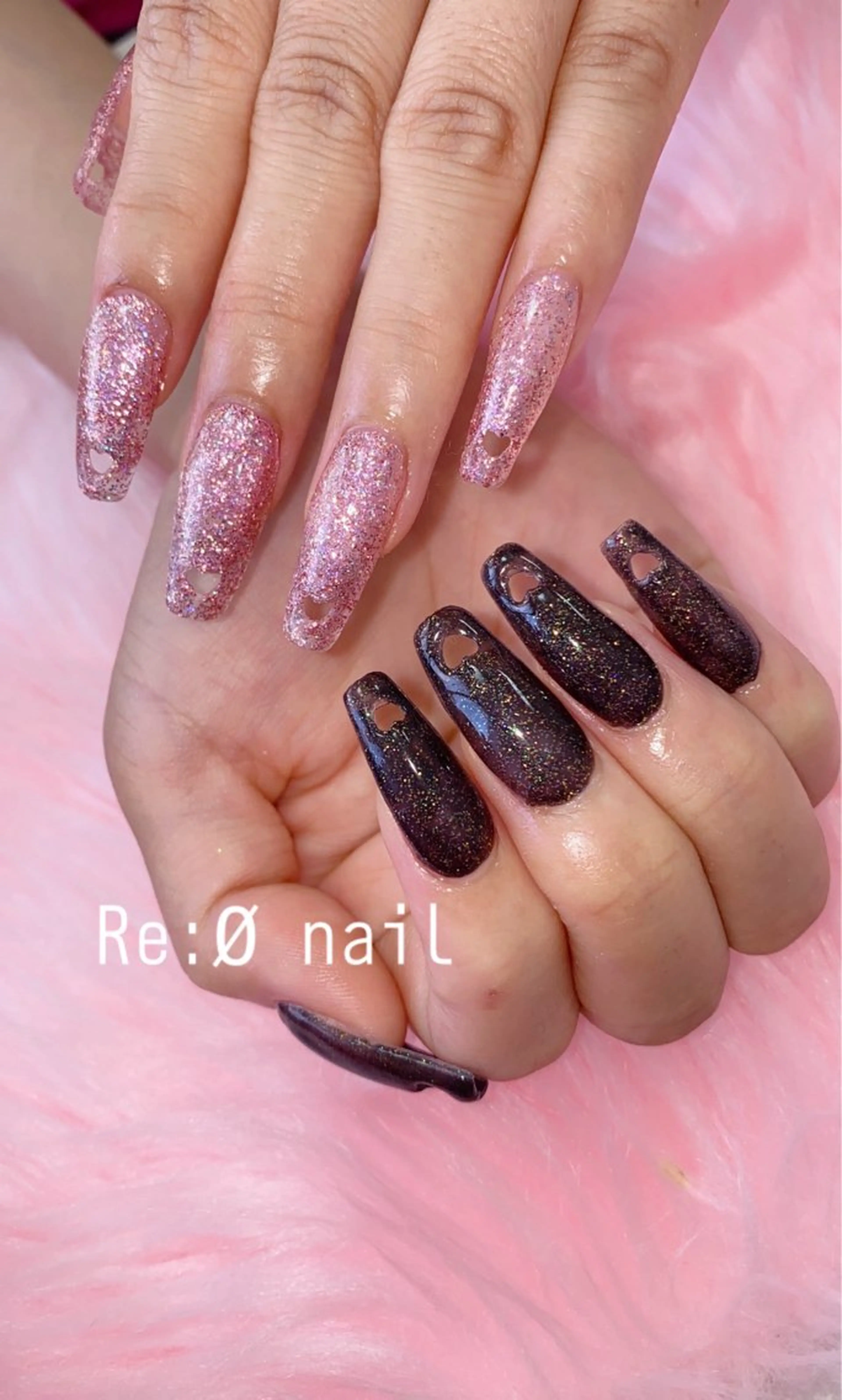 ネイル ハート ピンク Re:Ø nail 🩵TSUJIのネイルデザイン