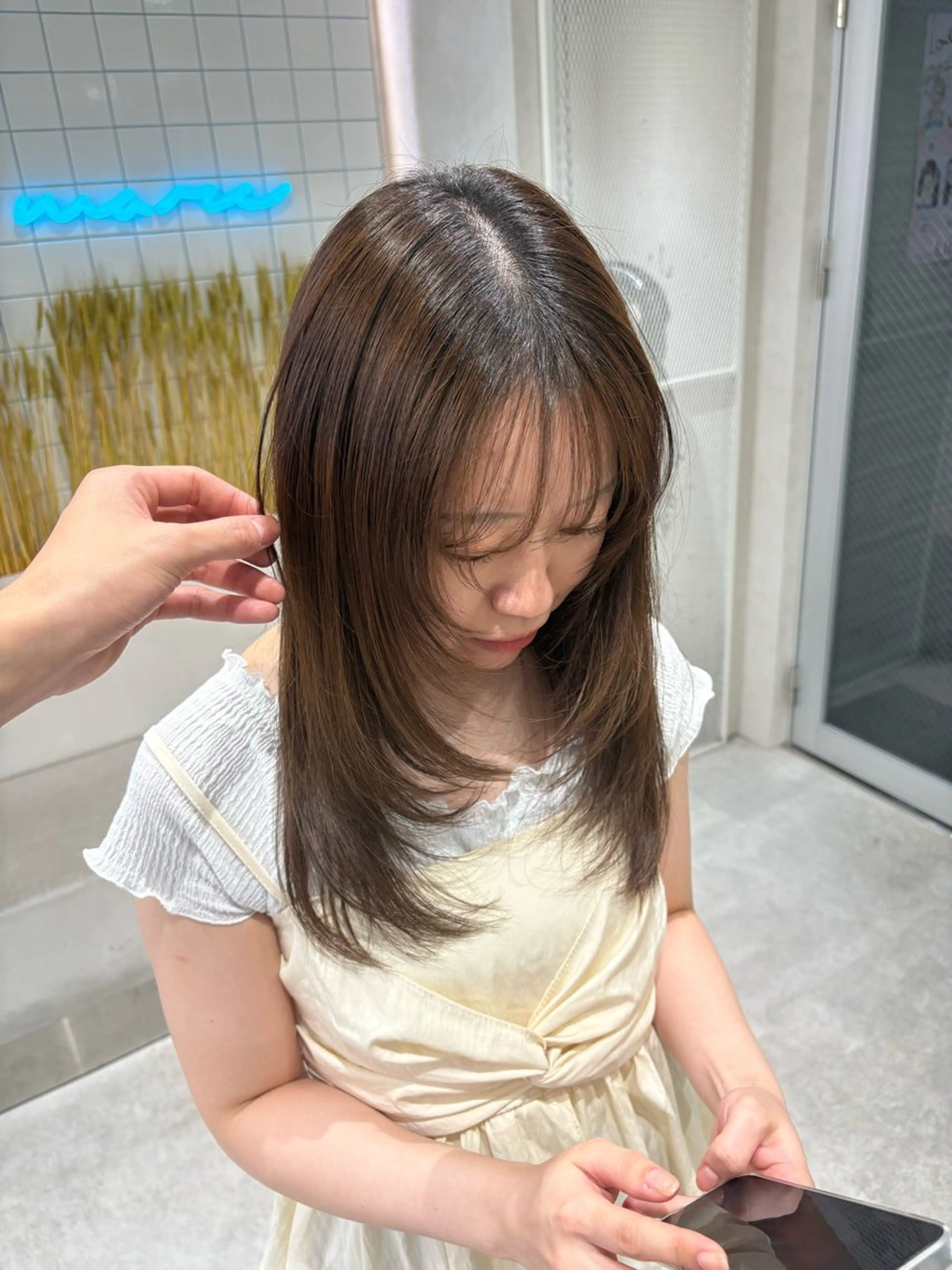 セミロング ハッシュカット ハイレイヤー 韓国風ヘア レイヤーカット Yuta✂︎ 韓国レイヤー🪽のヘアスタイル