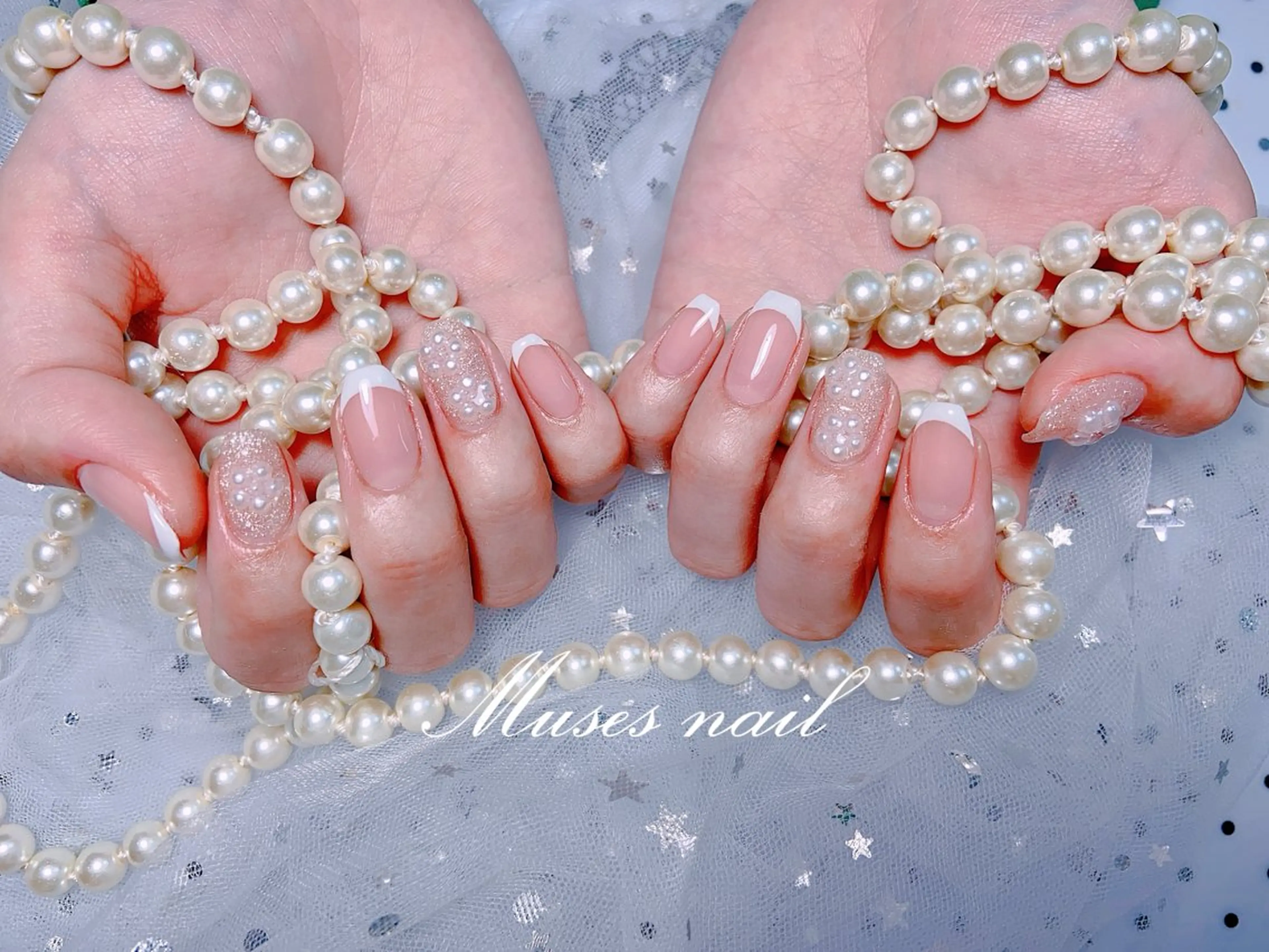 ネイル オーロラネイル チークネイル 長さ出し フレンチネイル ジェルネイル MUSES  NAIL  SALON所属・MUSES ネイルのネイルデザイン