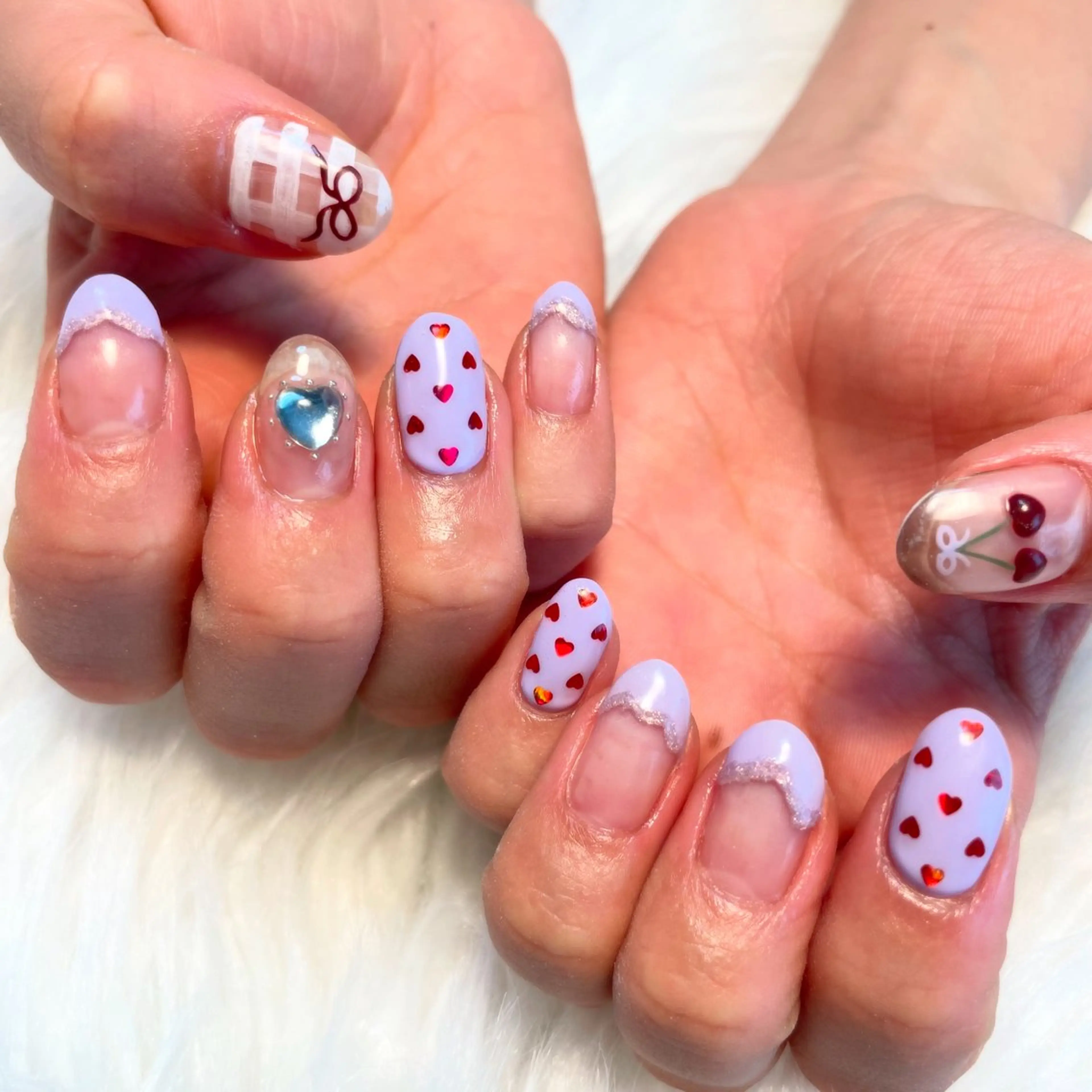 ネイル ハンドネイル ゴテゴテ💙ワンホン リオナのネイルデザイン