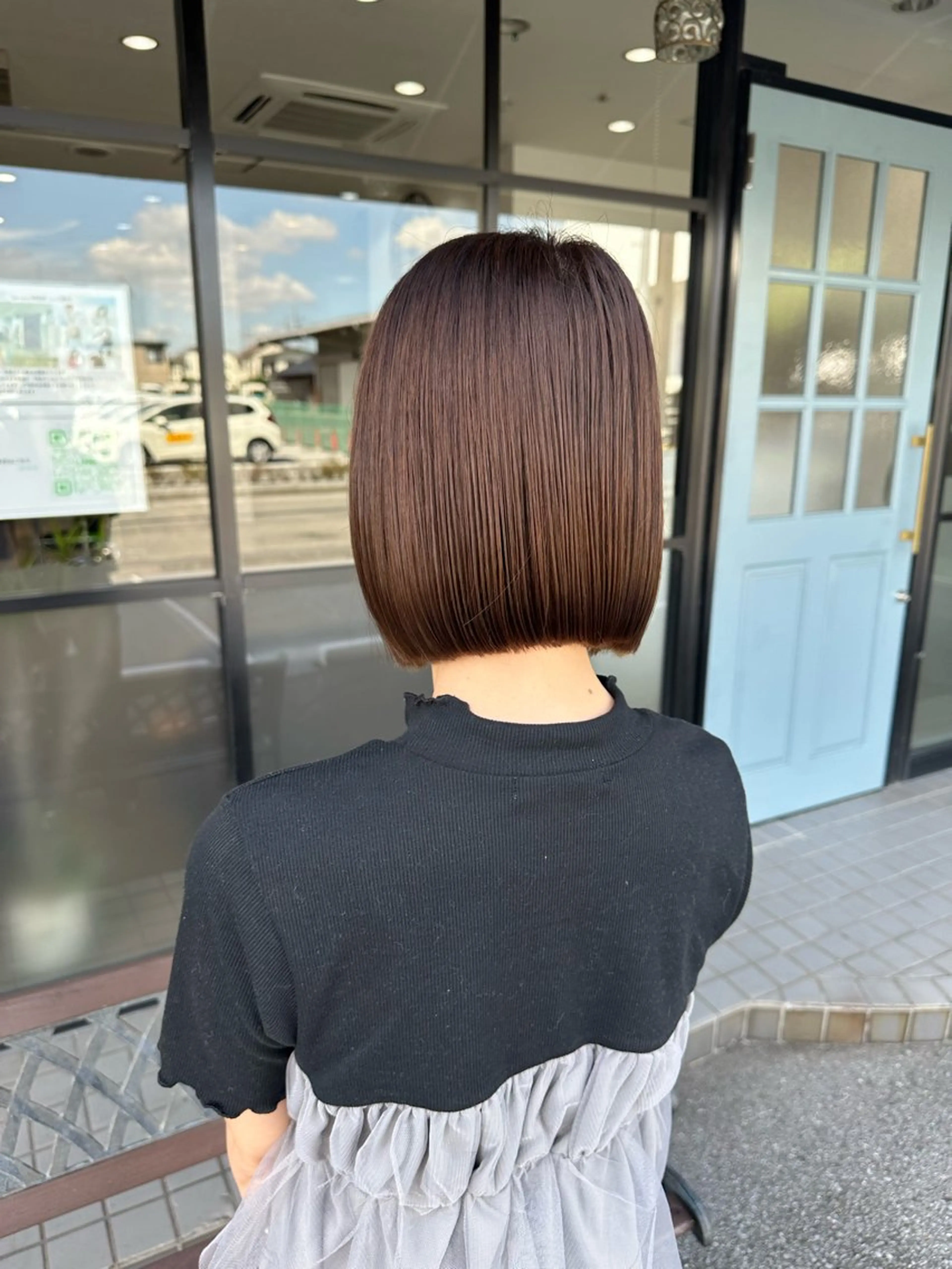 ショート カラー パーマ ヘアアレンジ 切りっぱなしボブ ボブ カット ヘアカラー トリートメント VIVIE【ヴィヴィ】所属・髪質改善/韓国風 レイヤー/田村祐樹のヘアスタイル