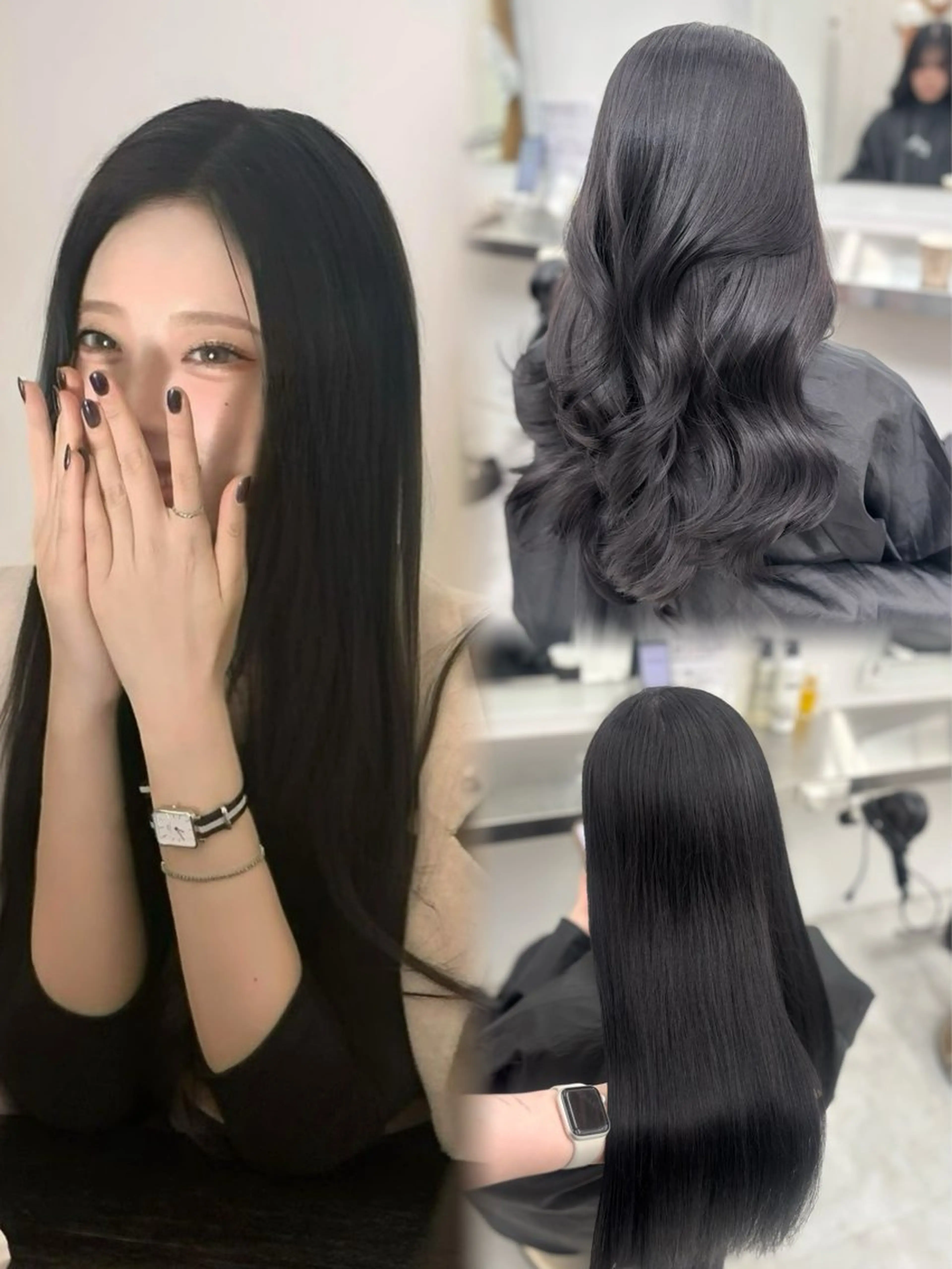 ロング カラー カット ヘアカラー 韓国風暗髪ヘア🤍 🫧MIREIのヘアスタイル