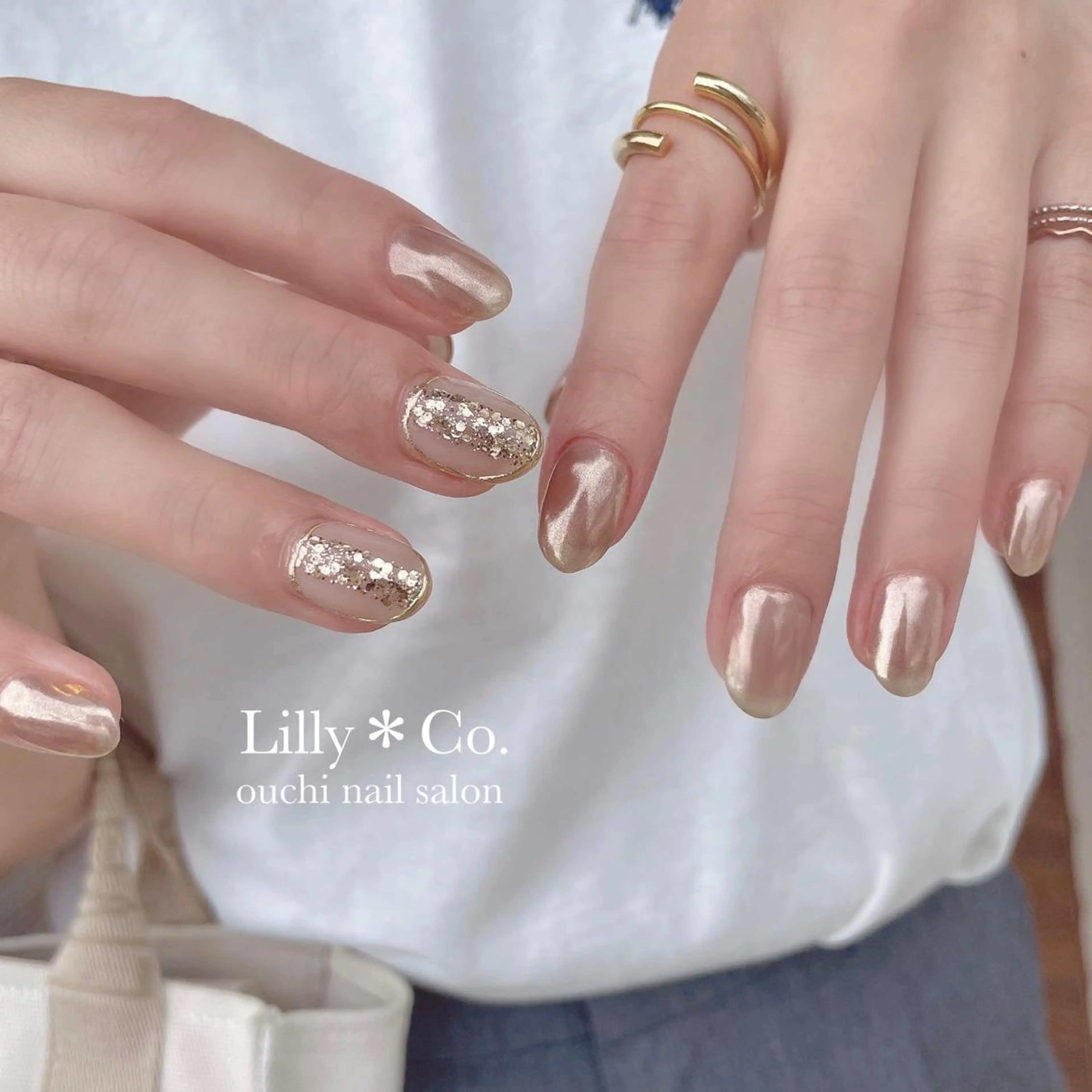 ネイル キラキラネイル シンプルネイル ハンドネイル ハンドケア Lilly Co.のネイルデザイン