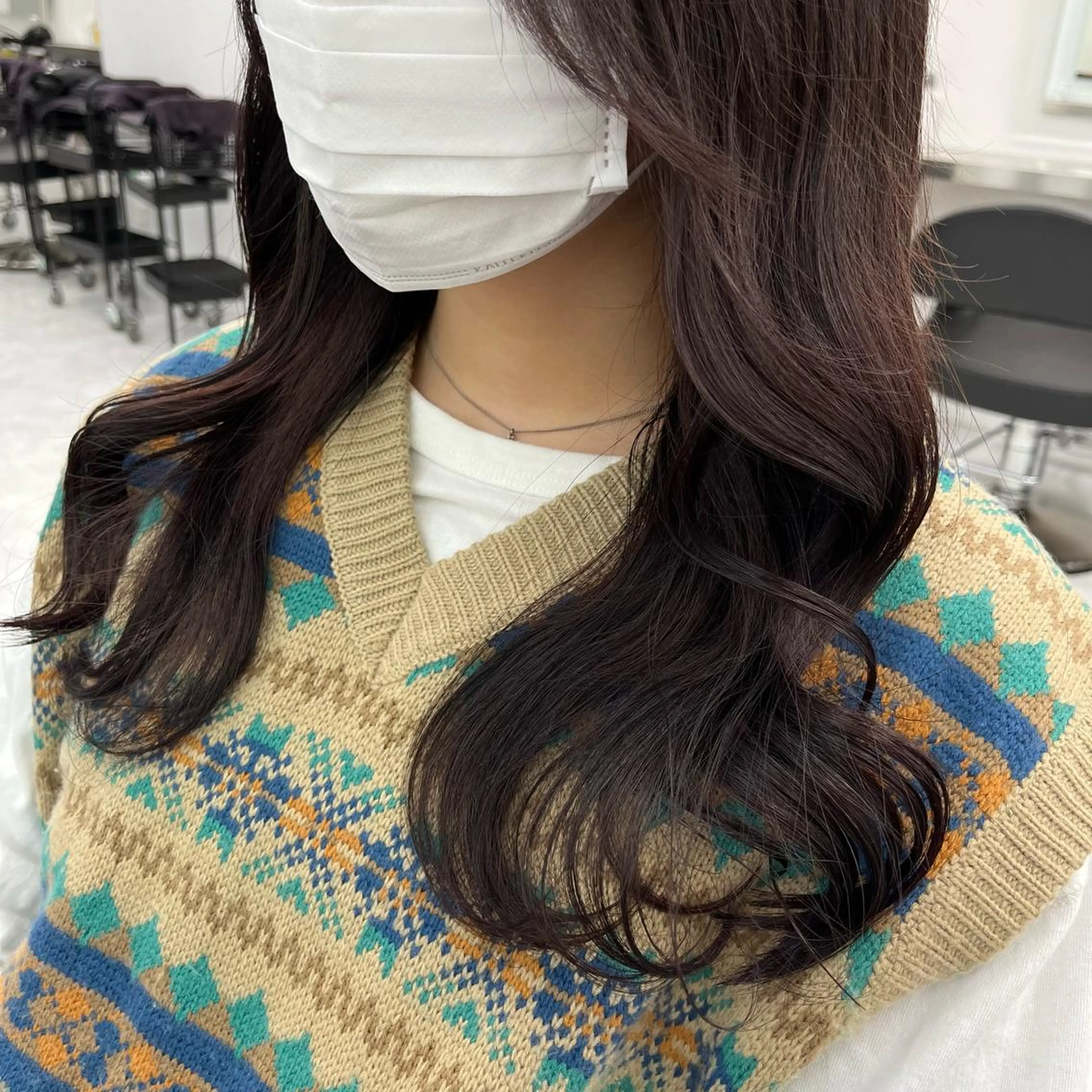 ロング カット ヘアカラー トリートメント 💗韓国暖色ヘア NO.1💗🪽のヘアスタイル