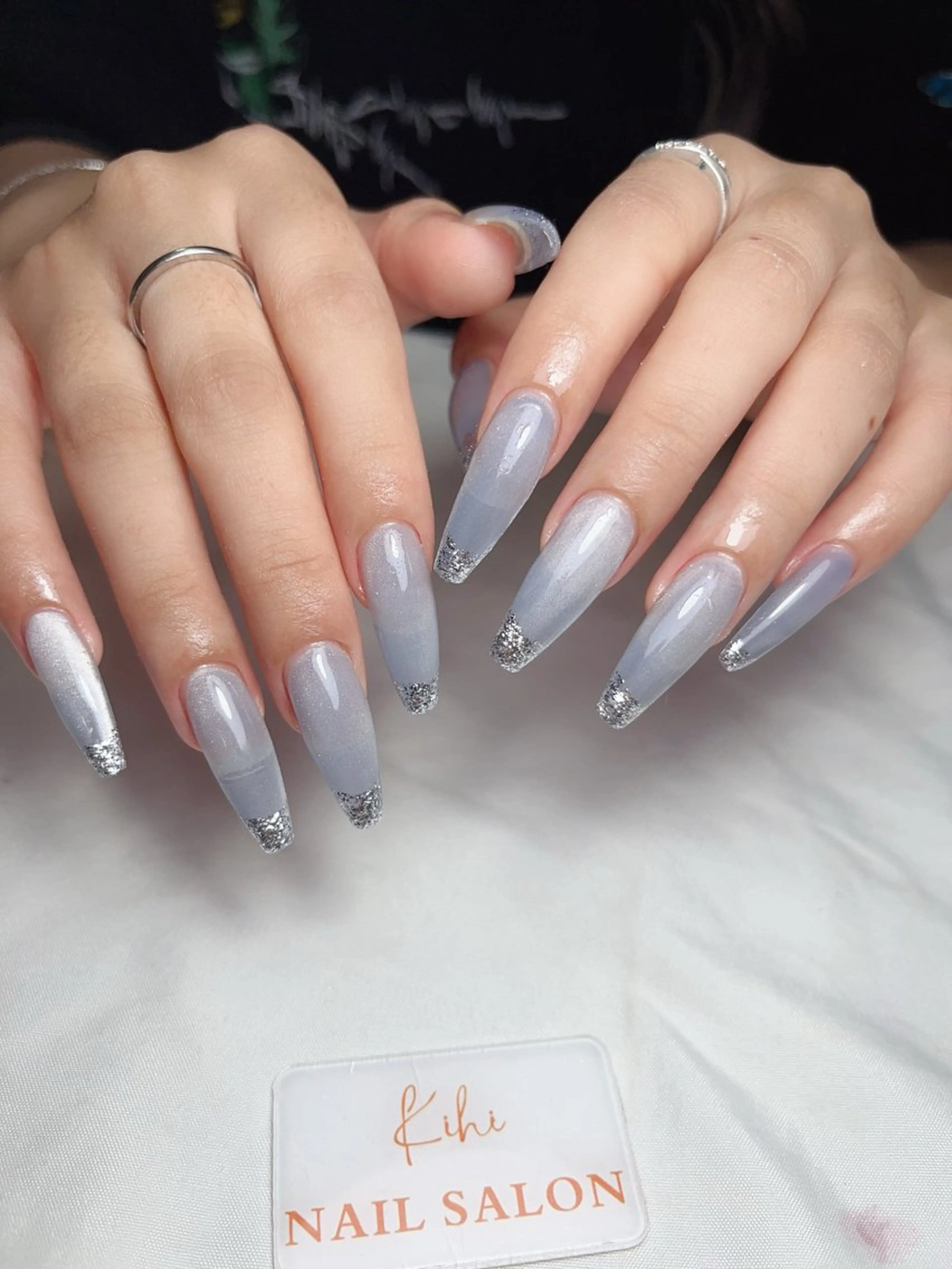 ネイル フレンチネイル ガラスフレンチ ネイルチップ さくら💮💮 【オフ無料】のネイルデザイン