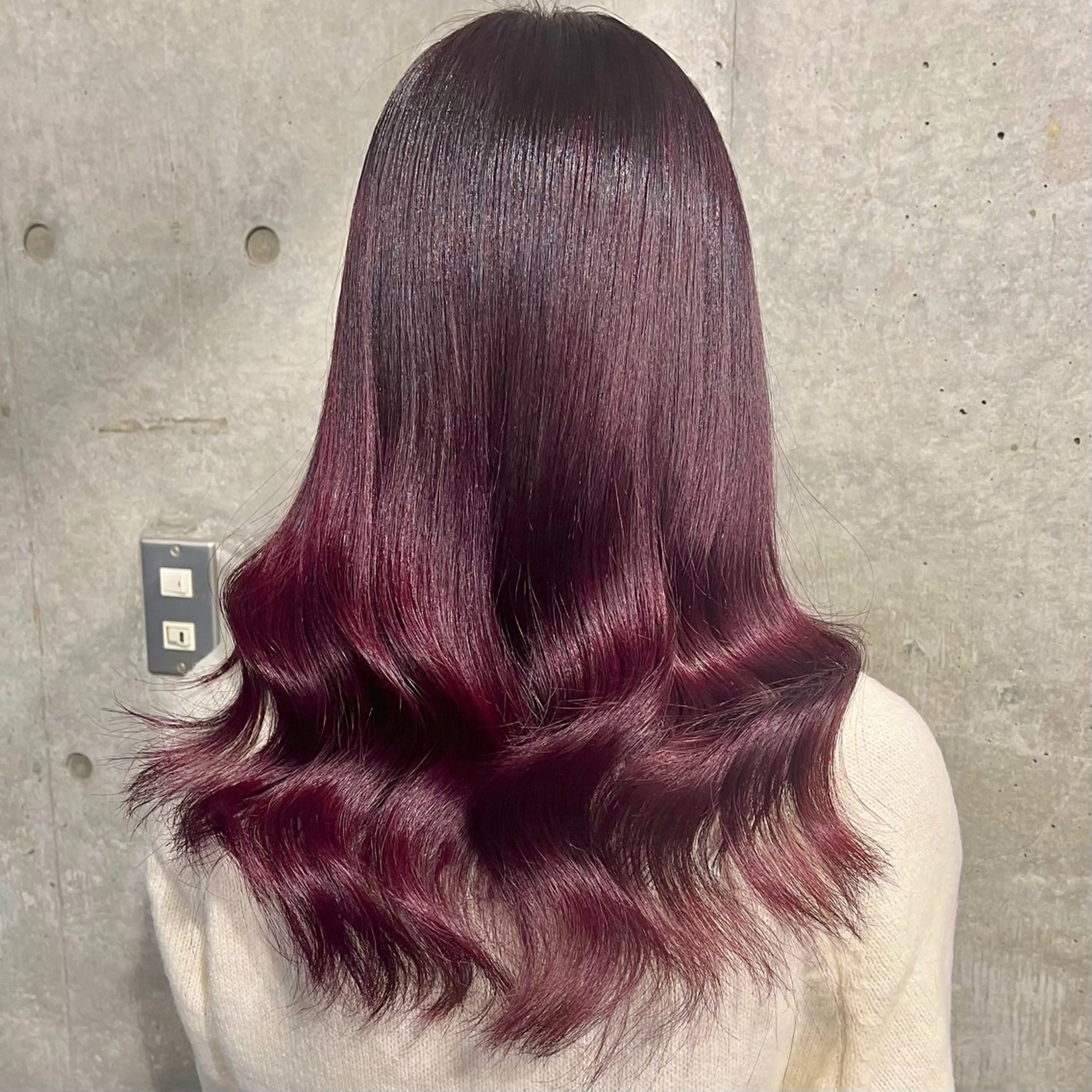 ロング カラー ブリーチ カシス ダブルカラー ブリーチなしカラー ピンクカラー ヘアカラー 藤澤 夏実/インナーカラーのヘアスタイル