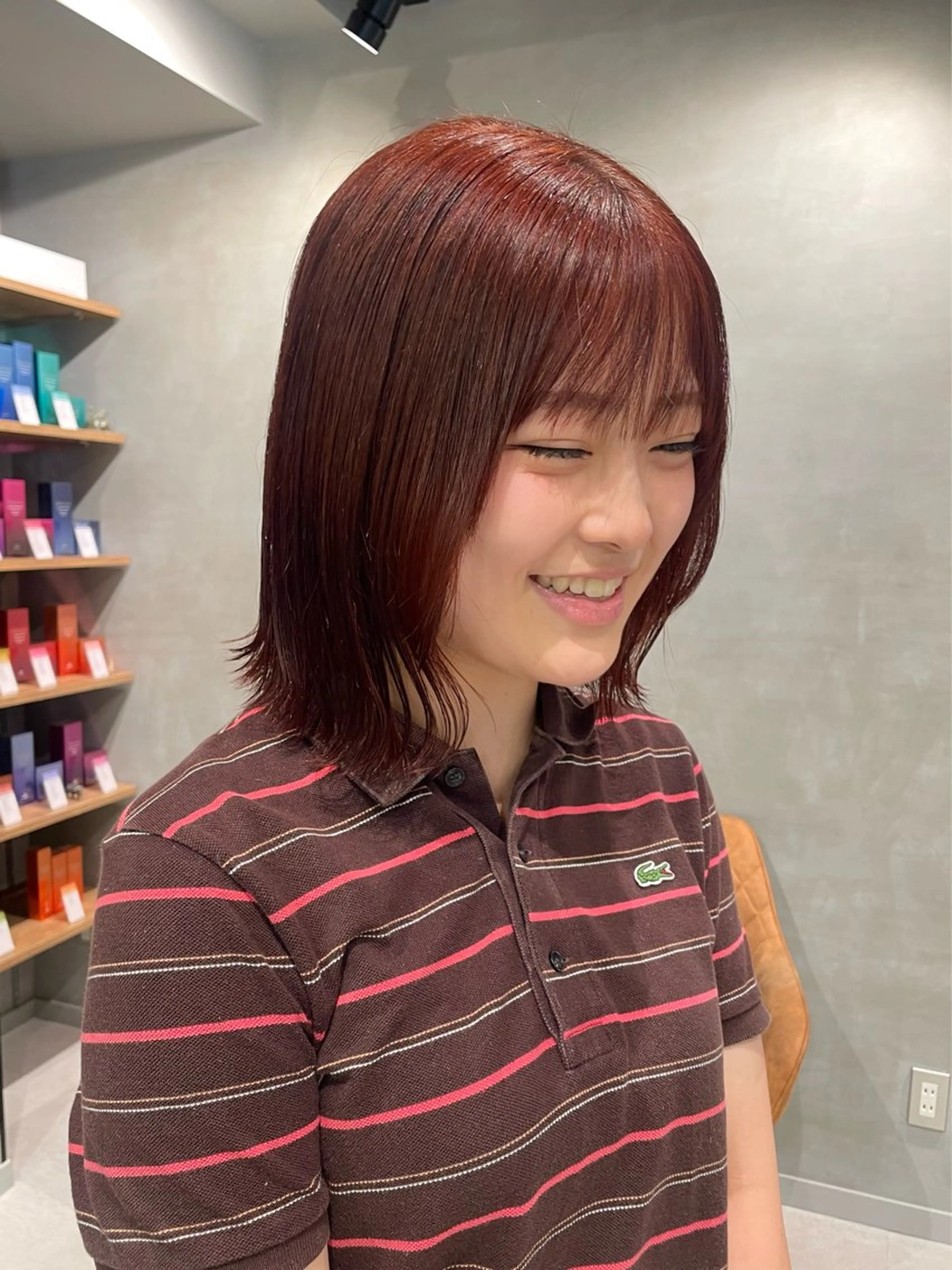 ミディアム カラー ヘアカラー ヘッドスパ ヘアセット 暖色レイヤー 🥀REIRIのヘアスタイル