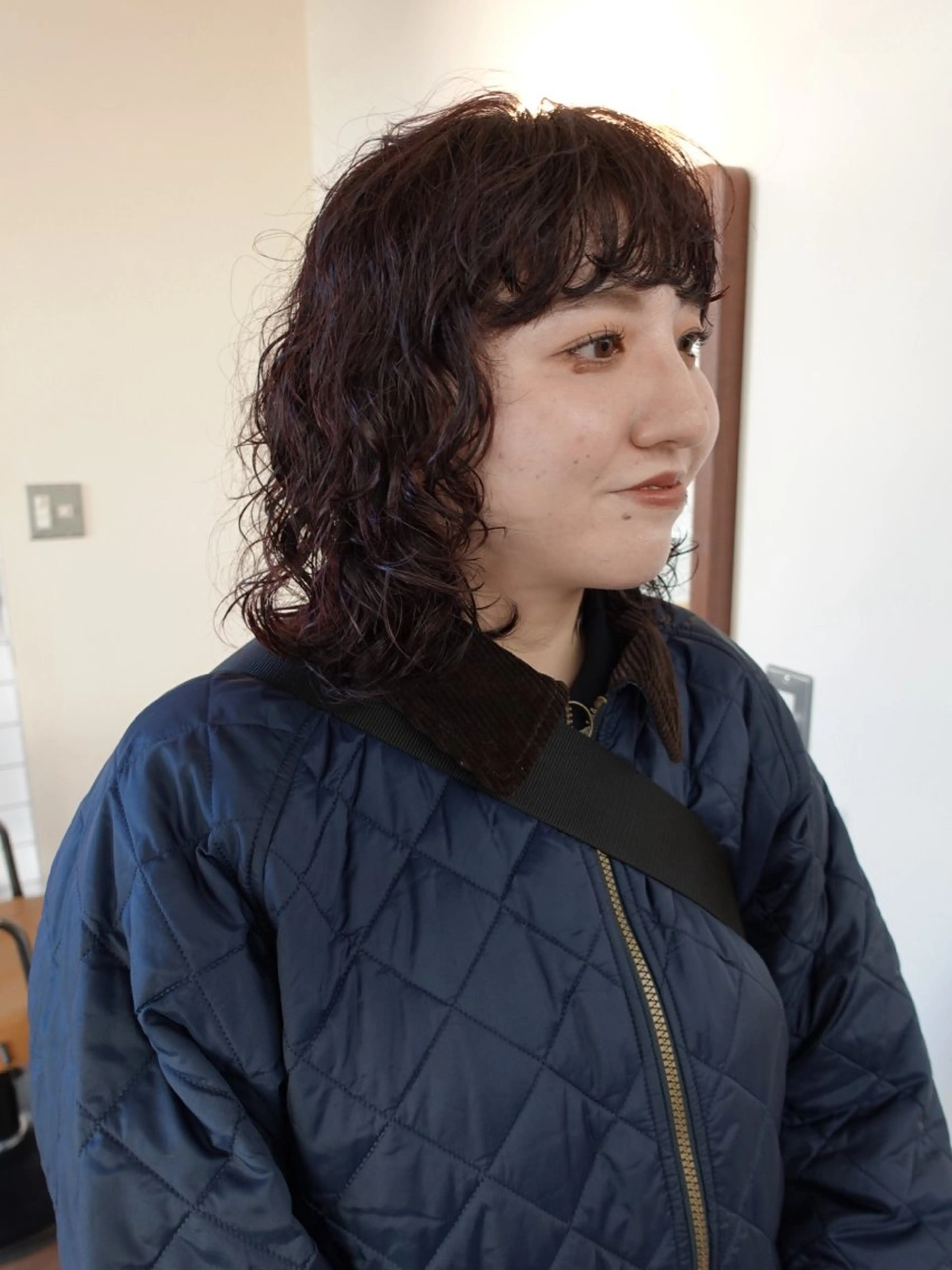 ミディアム カラー パーマ ボブ カット ヘアカラー パーマ ボブパーマ/パーマ ウルフパーマのヘアスタイル