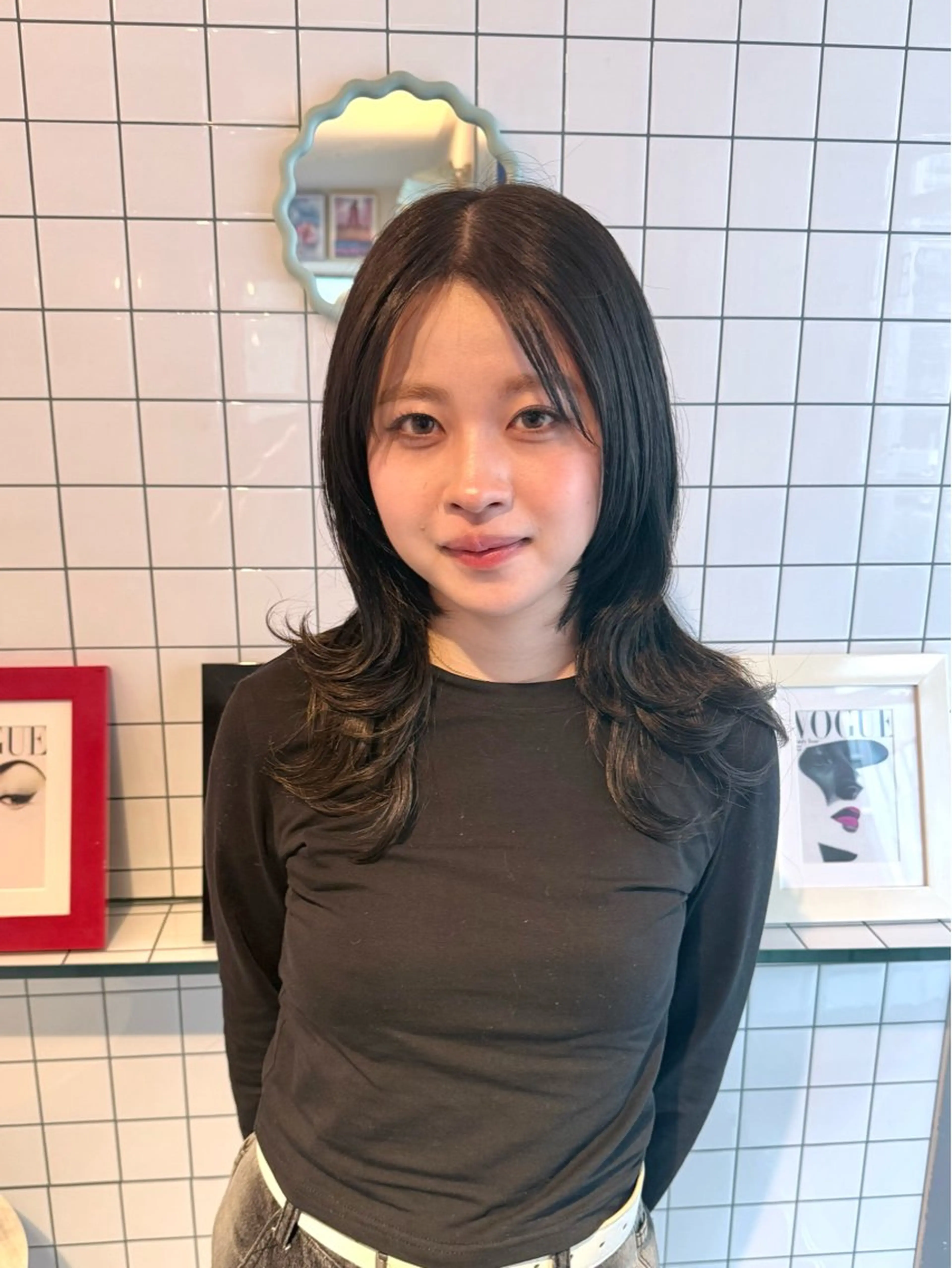 ミディアム カラー ヘアカラー エクステ ウルフレイヤー エクステ/kokiのヘアスタイル