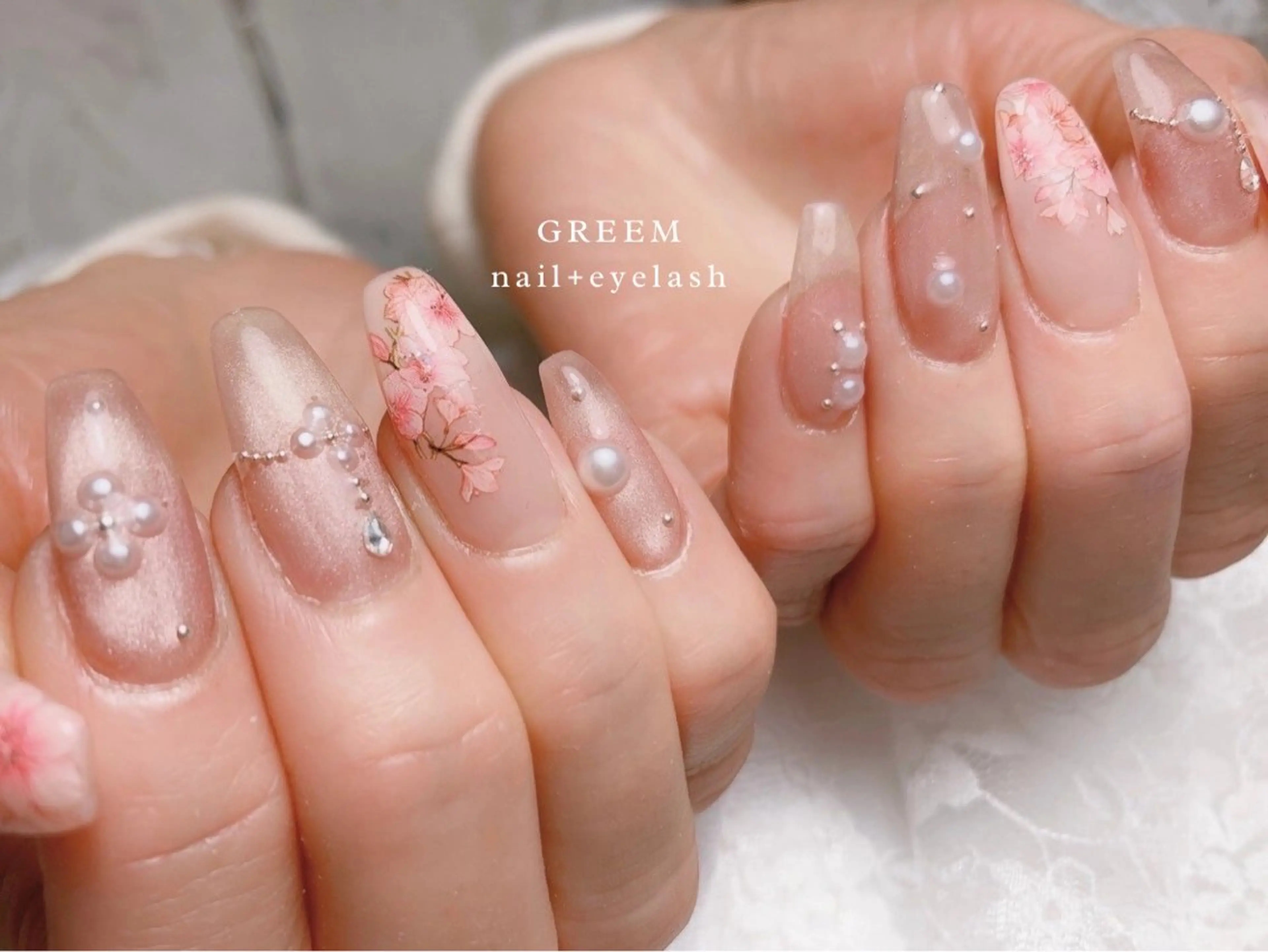 ネイル 桜ネイル 春ネイル ハンドネイル GREEM グリームのネイルデザイン