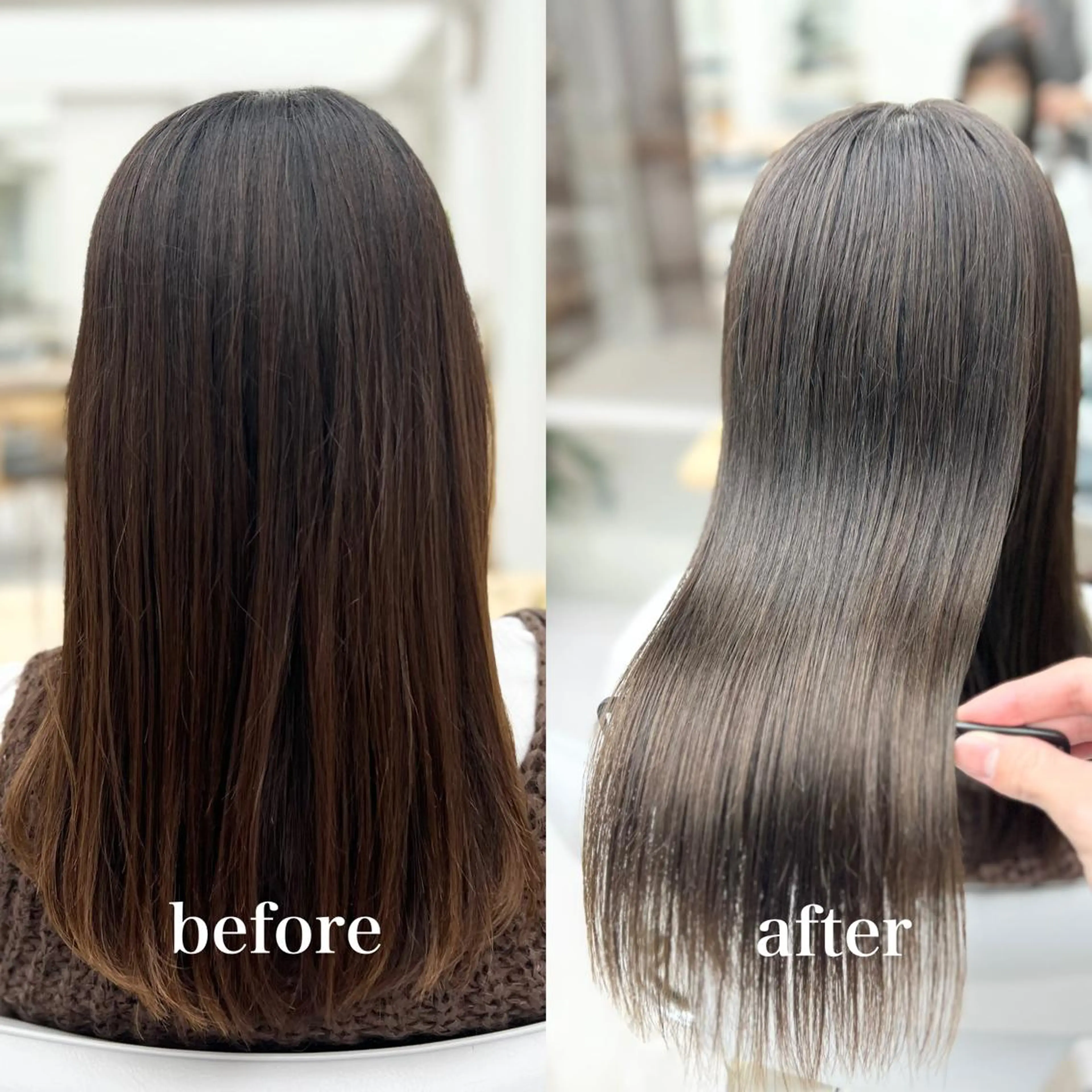 セミロング カラー 髪質改善 トリートメント カット ヘアカラー トリートメント 【くせ毛さんのお悩み 解決🍀】栗橋のヘアスタイル