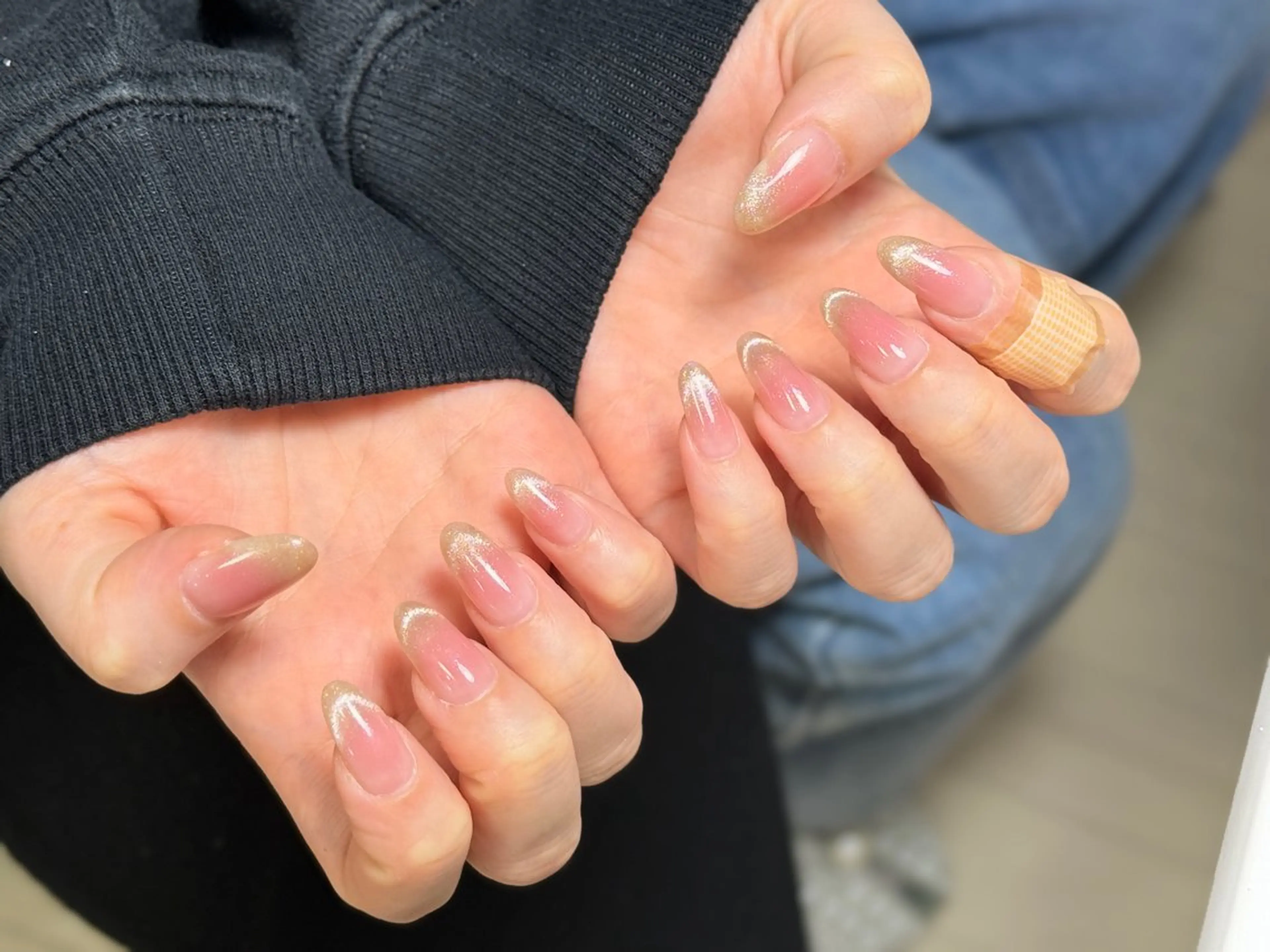 ネイル アートネイル オーロラネイル チークネイル フレンチネイル ガラスフレンチ ハンドネイル 🎀🎀YooLi Nail Salonのネイルデザイン