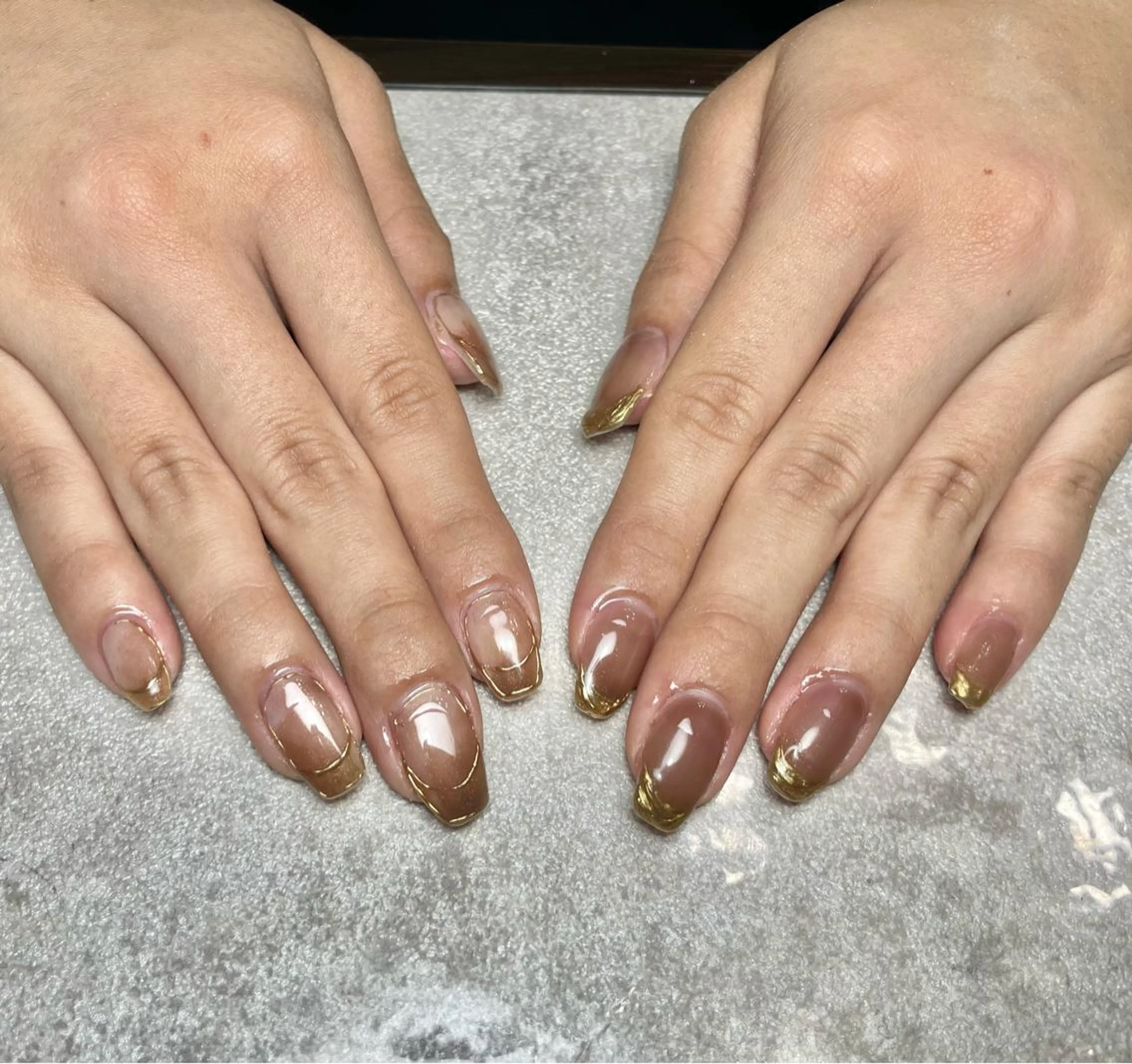ネイル フレンチネイル ジェルネイル ラメ(グリッター) ミラーネイル ニュアンスネイル BLANCEnail所属・BLANCnail yuuのネイルデザイン