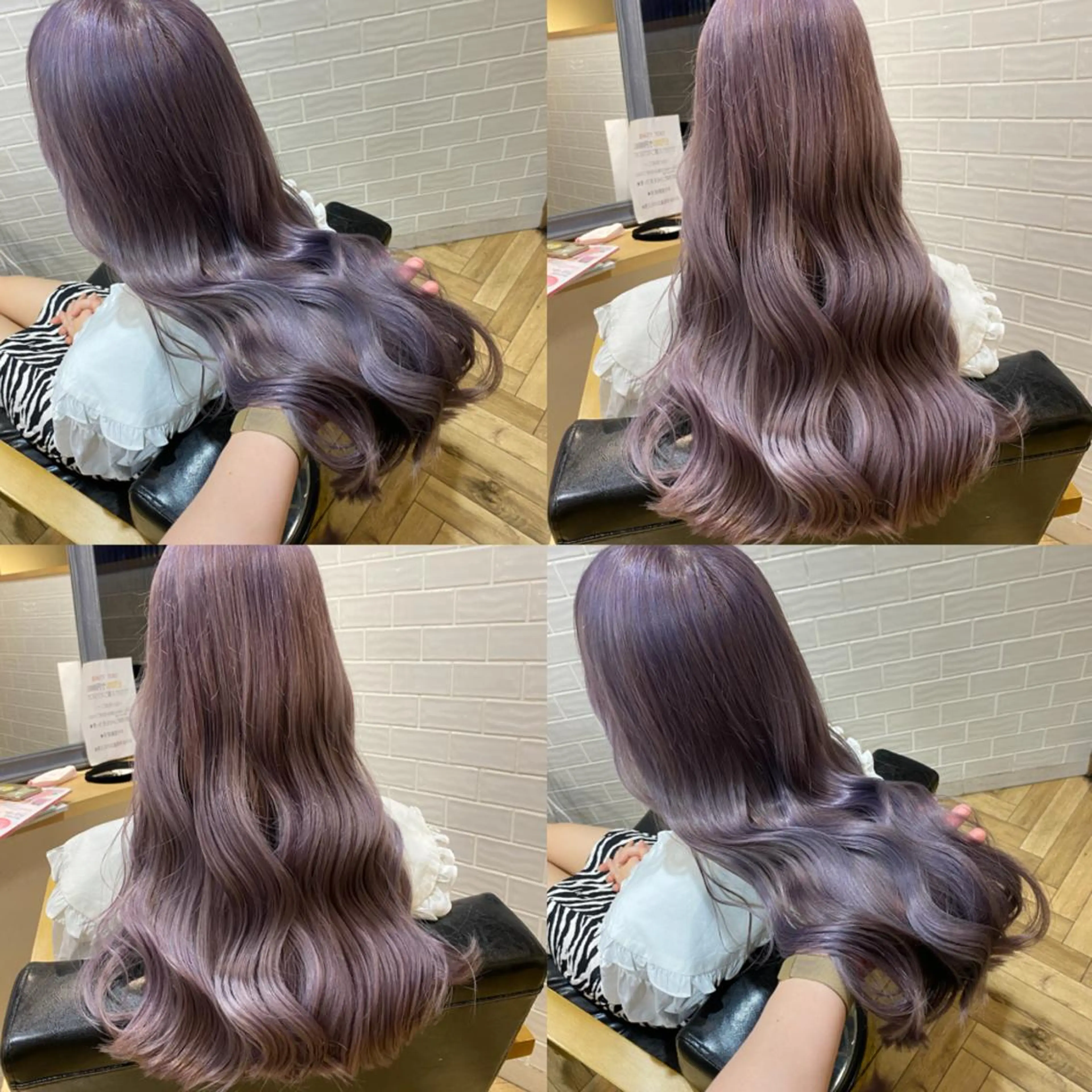 ロング カラー ブリーチ ラベンダーカラー シルバー 艶カラー/韓国顔周り 🎀mamiのヘアスタイル