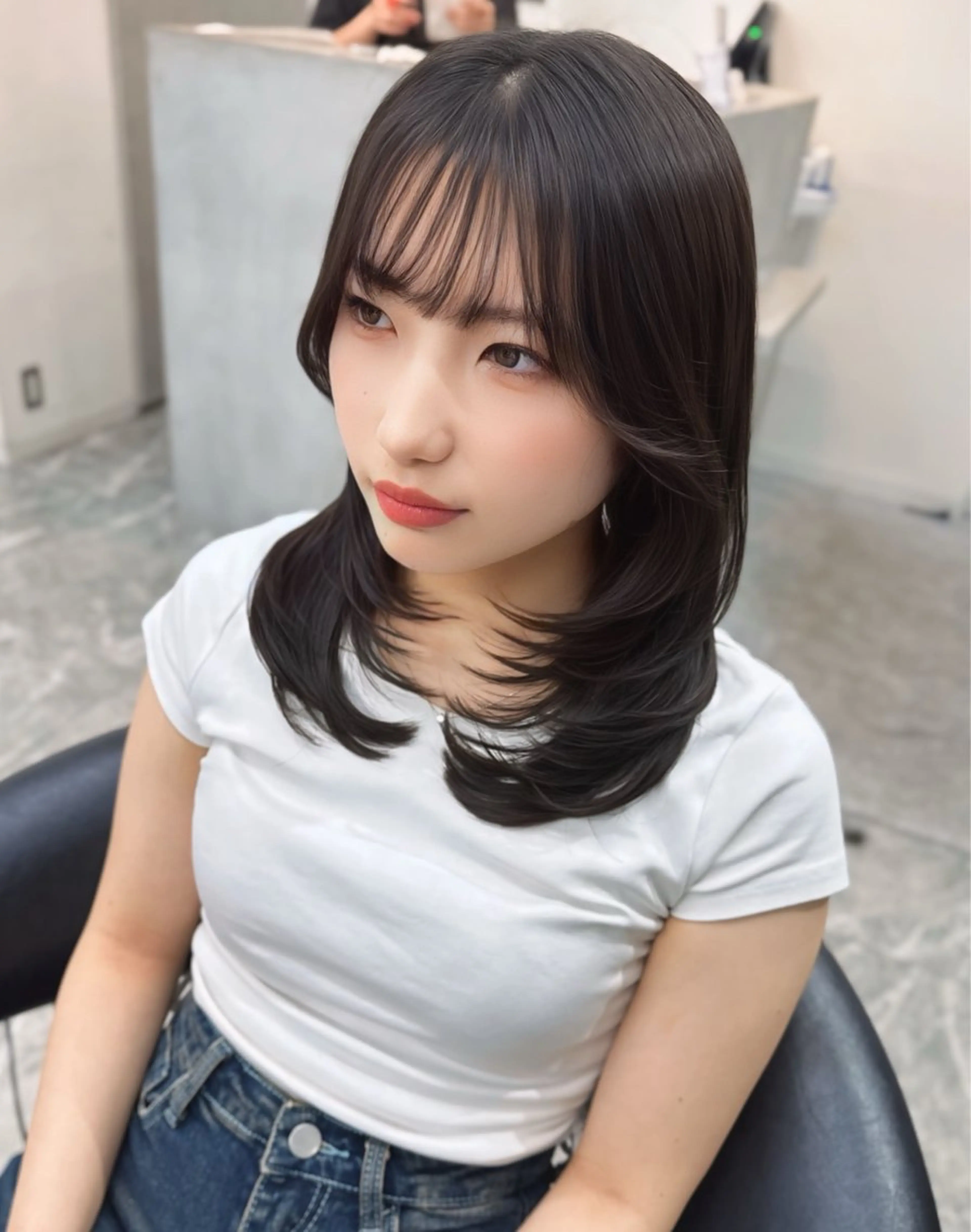 セミロング カット ヘアカラー トリートメント 京都レイヤーカット/ 縮毛矯正/羽柴りくのヘアスタイル