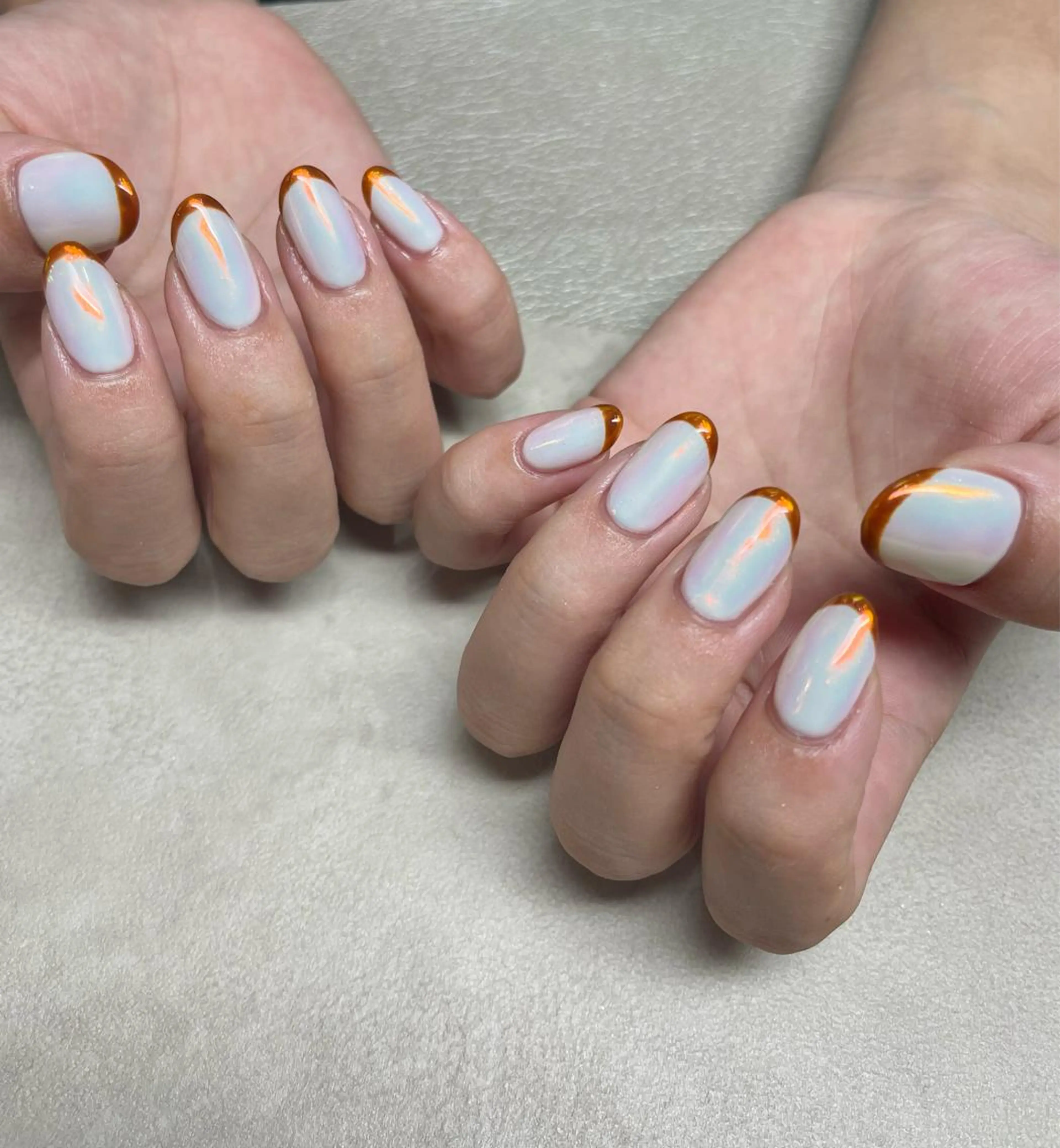 ネイル ブラウン フレンチネイル オレンジ ハンドネイル フットネイル Beauty Salon GIGI所属・GIGI AYA🦋のネイルデザイン