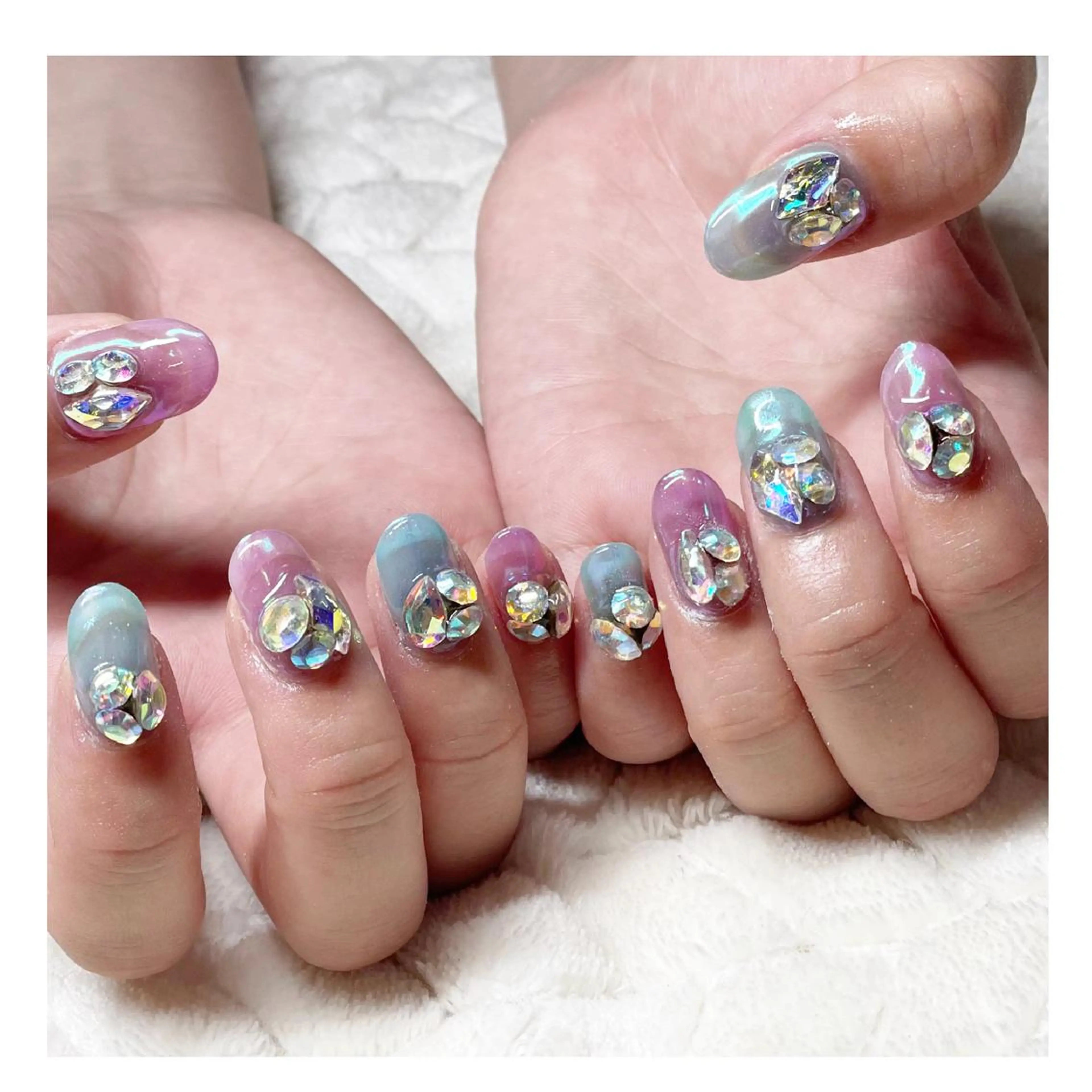 ネイル アートネイル クリアネイル ジェルネイル ストーンネイル ハンドネイル LaLa Peach 福岡のマツエク・マツパデザイン