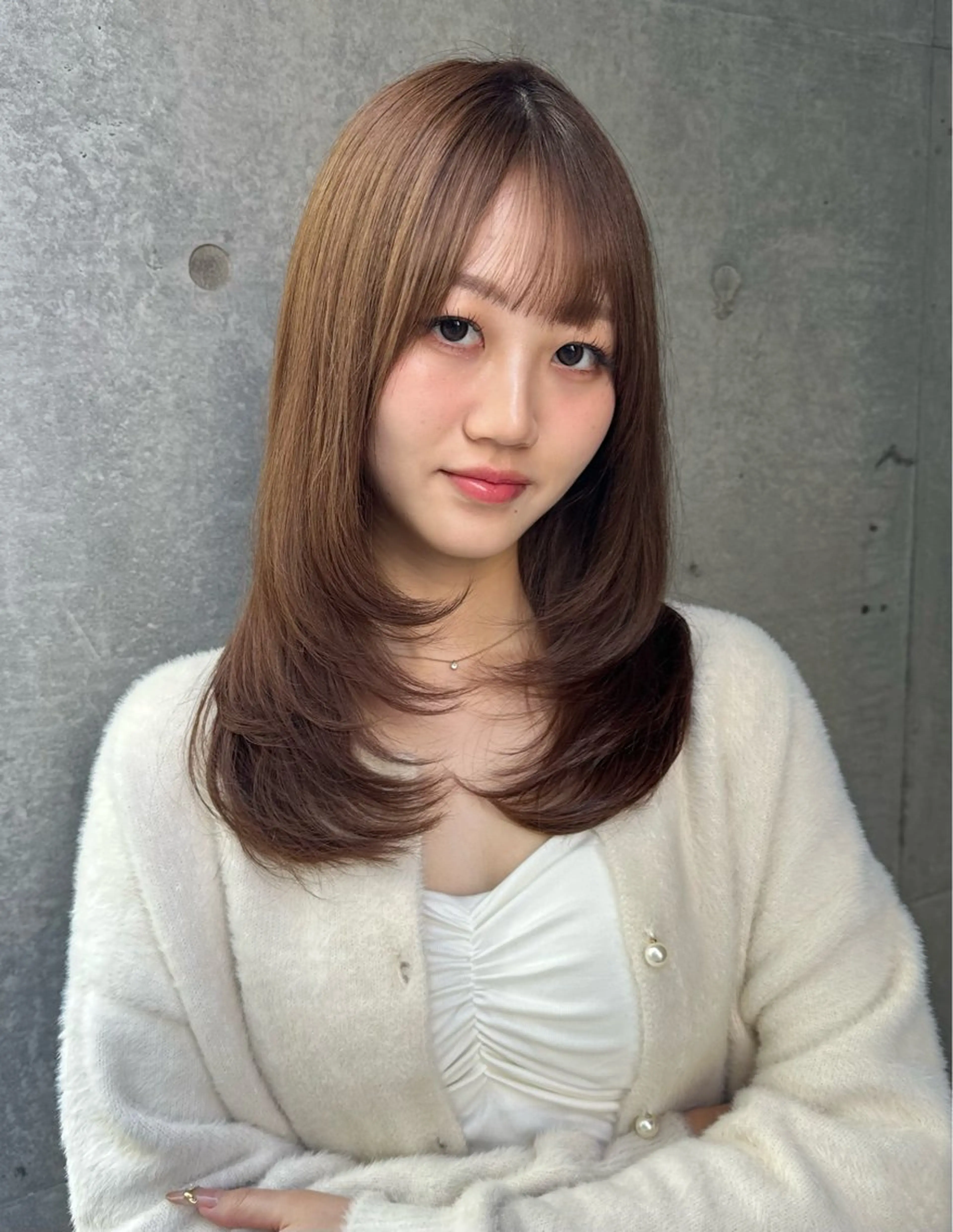 セミロング カット ヘアカラー レイヤー/顔周り /ボブ/銀座/サラのヘアスタイル