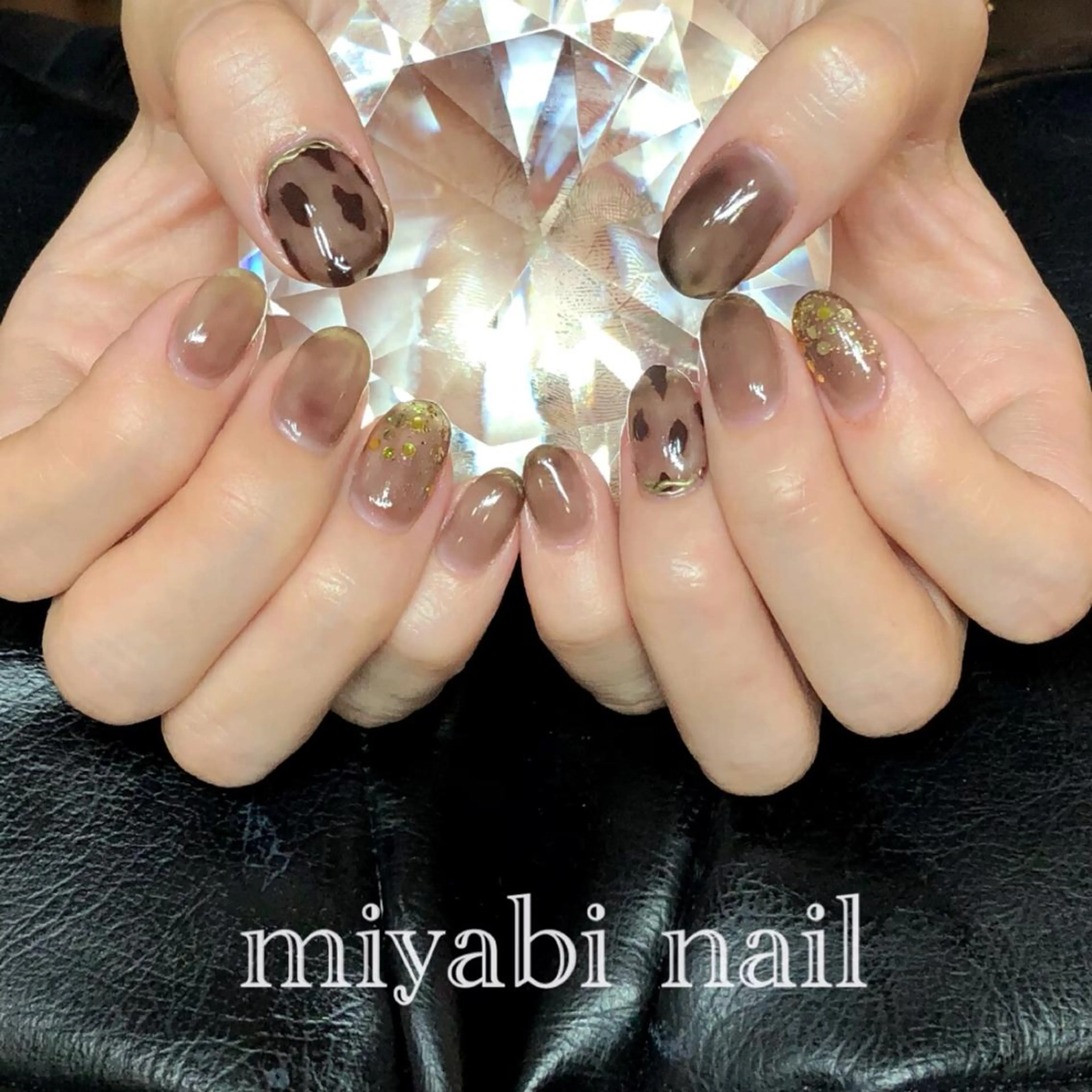 ネイル アニマル柄 アートネイル 持ち込み ハンドネイル miyabi nail 桂川駅近くのネイルデザイン