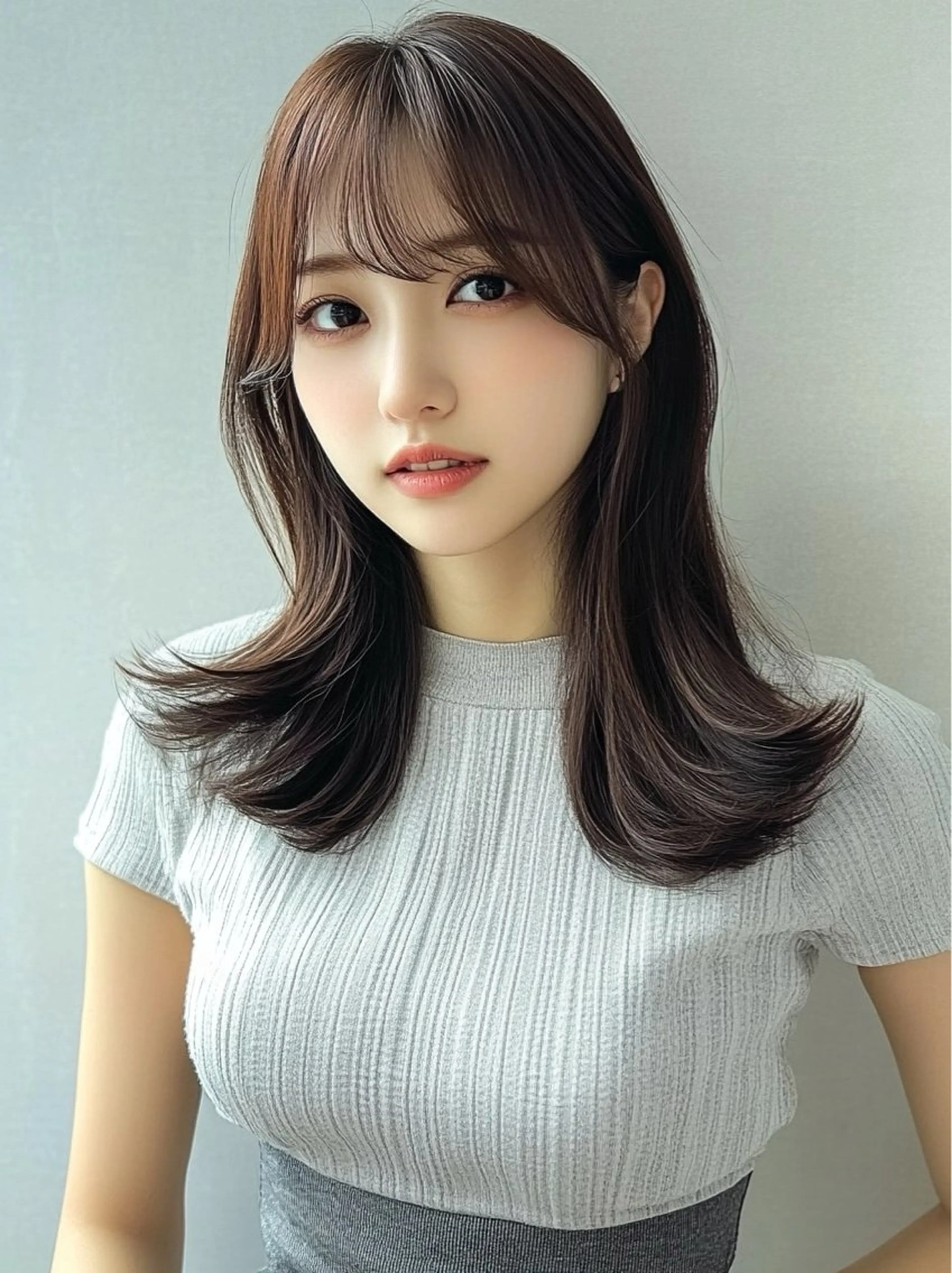 ミディアム カラー カット ヘアカラー トリートメント レイヤー×顔周 り×髪質改善/MIUのヘアスタイル