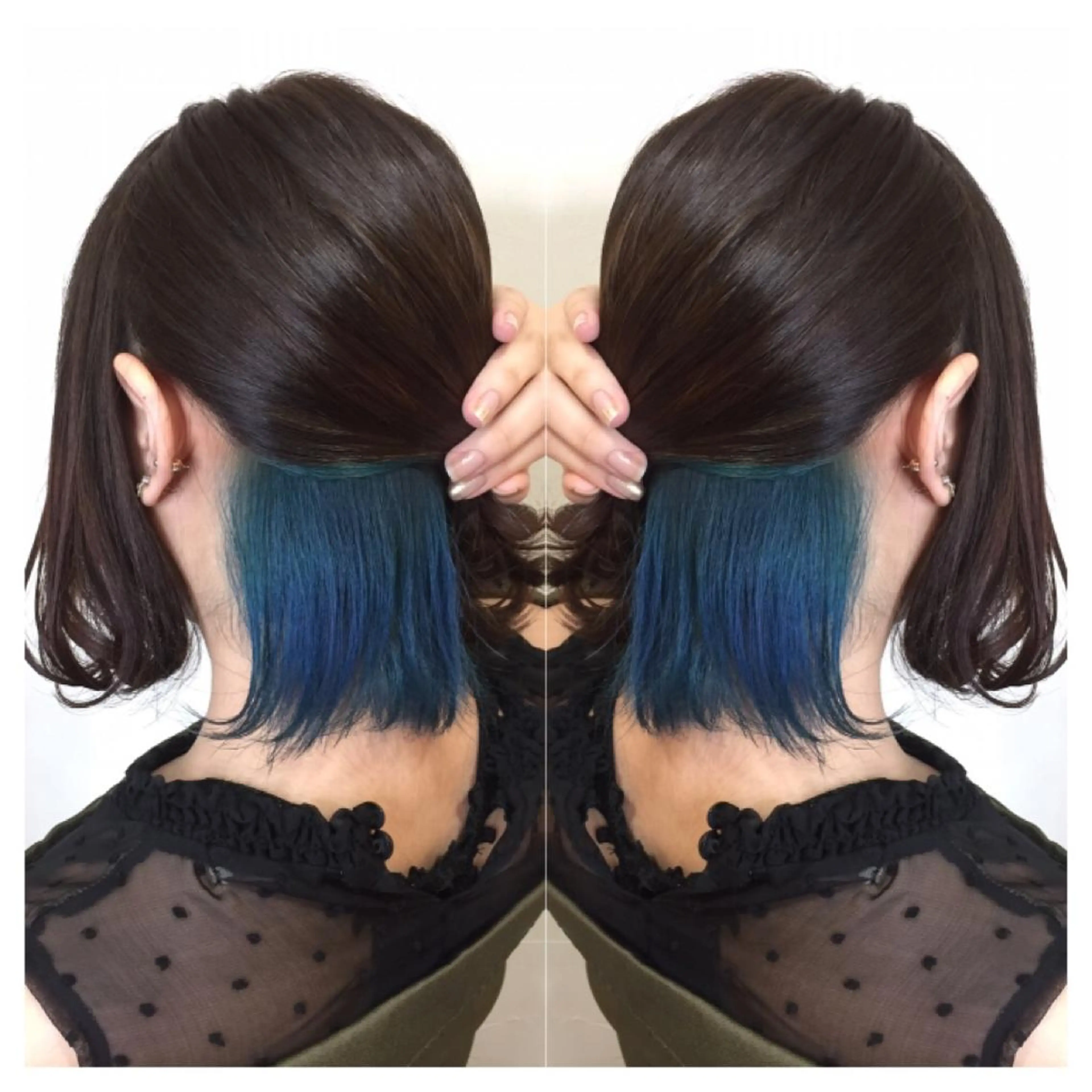 ミディアム カラー ブルーカラー インナーカラー 髪質改善/痛ませ ないカラー/西村航大のヘアスタイル