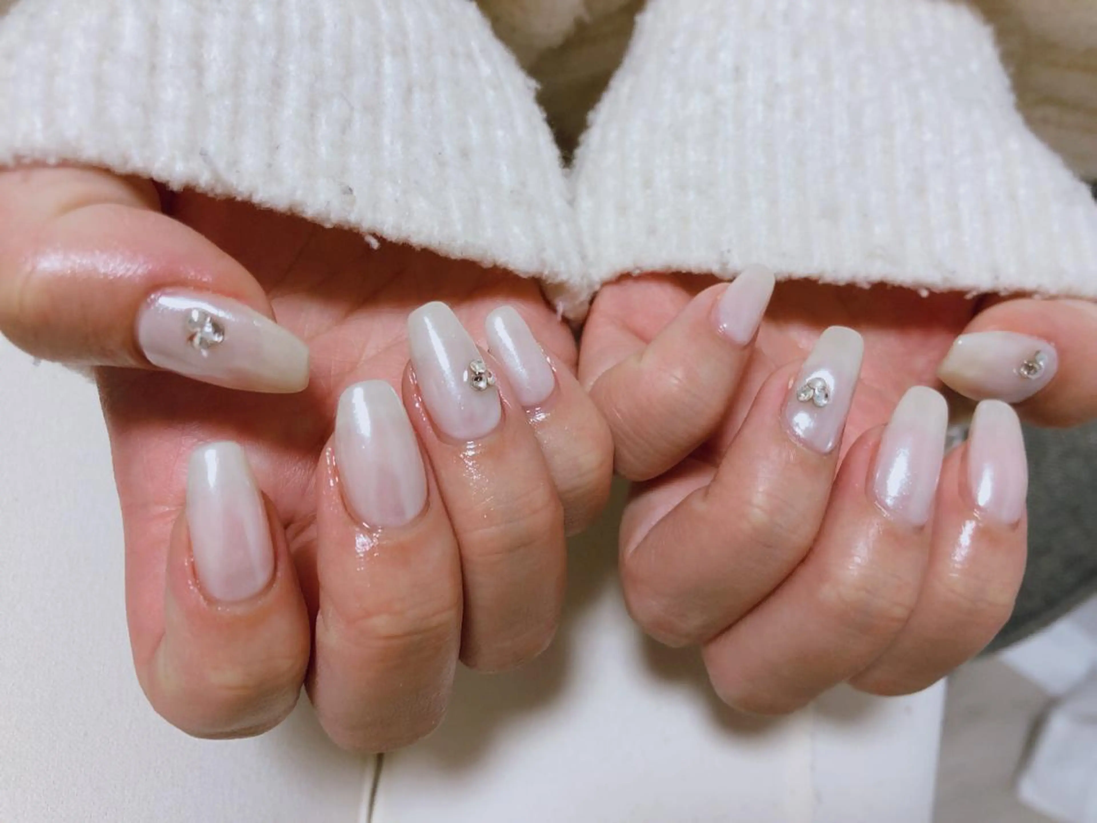 ネイル 桜ネイル フレンチネイル ジェルネイル ガラスフレンチ 韓国ネイル ハンドネイル kiki nail 二子玉川のネイルデザイン