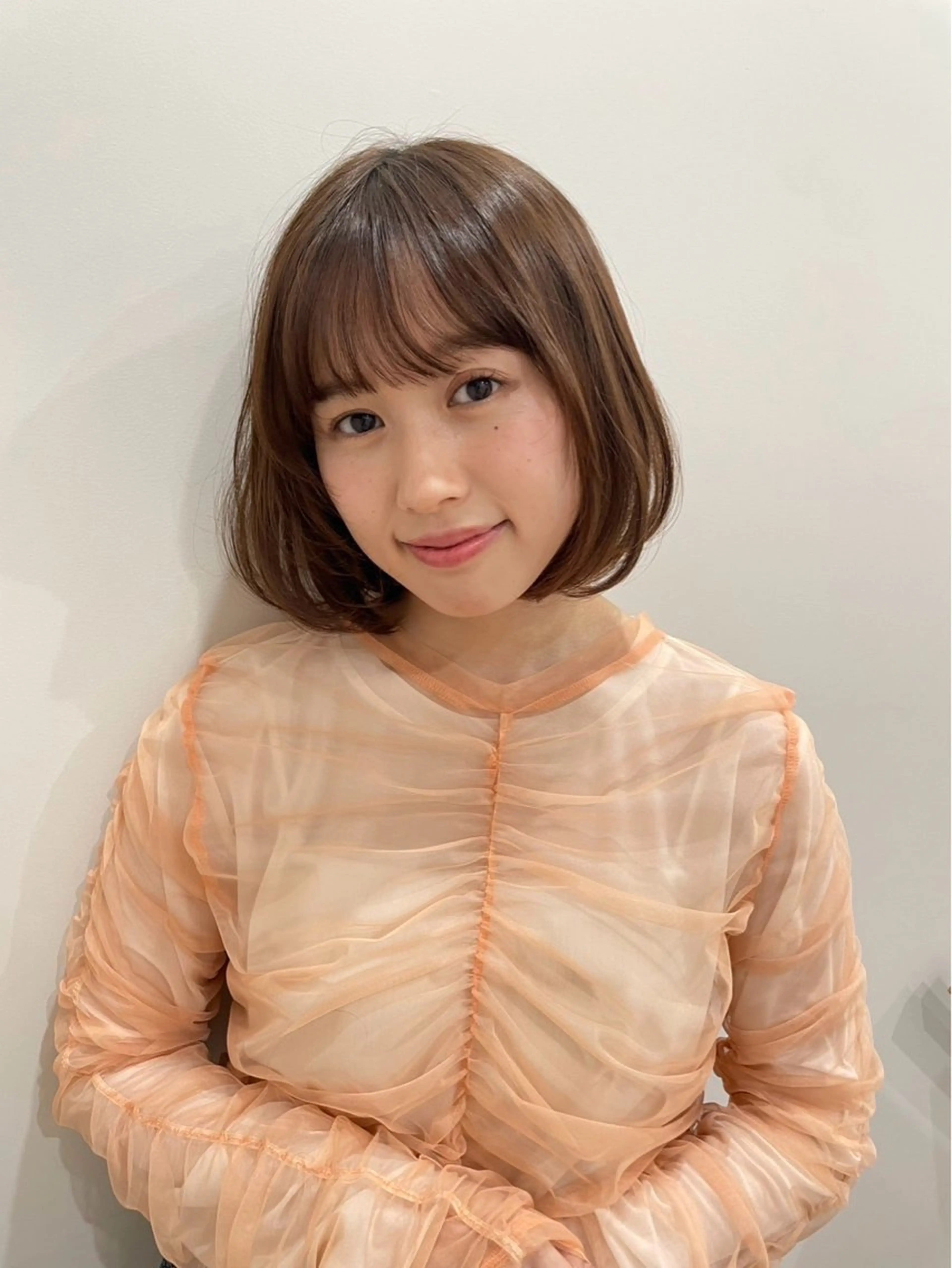 ミディアム カラー 田井 珠利斗のヘアスタイル