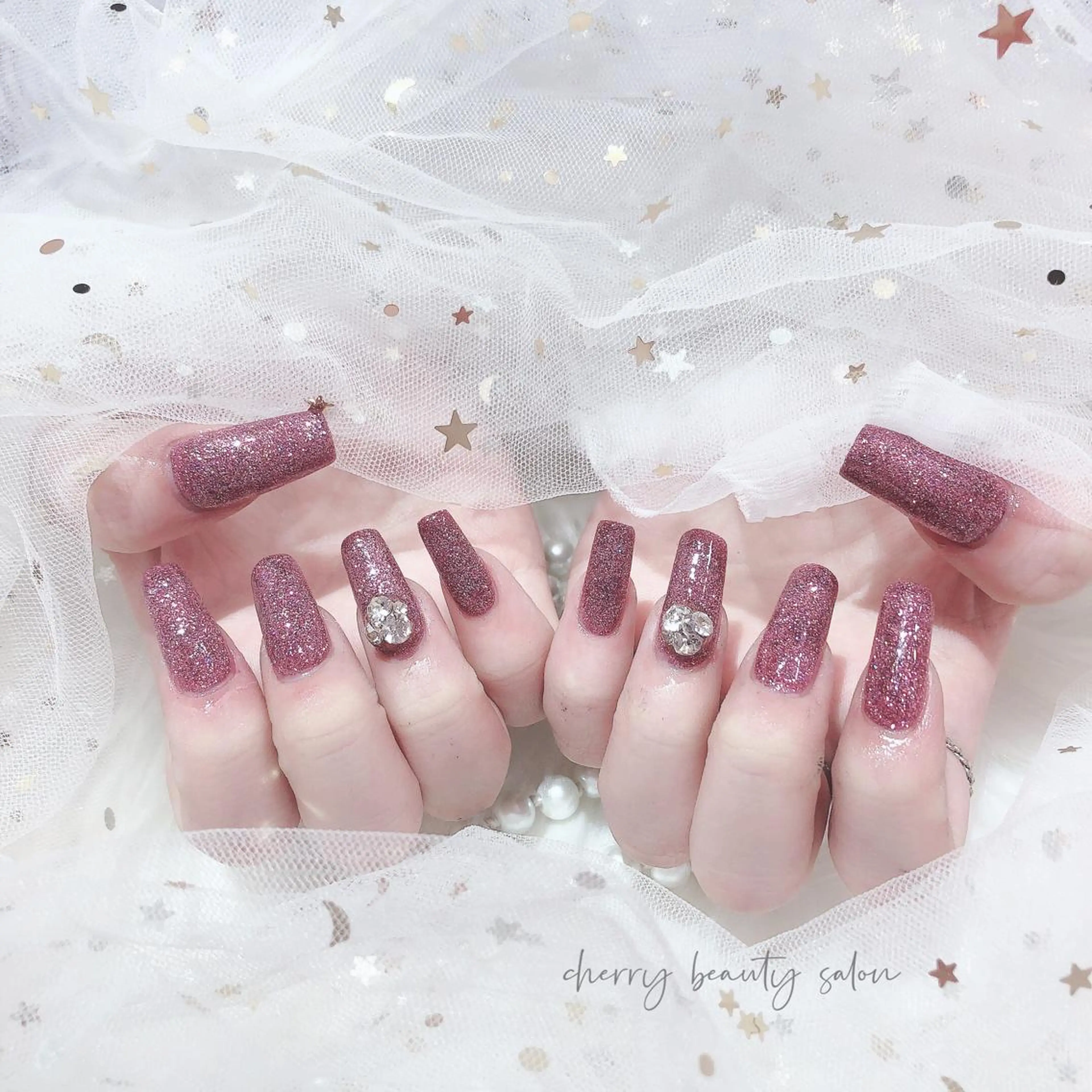 セミロング ネイル SAKURA 🍒のネイルデザイン