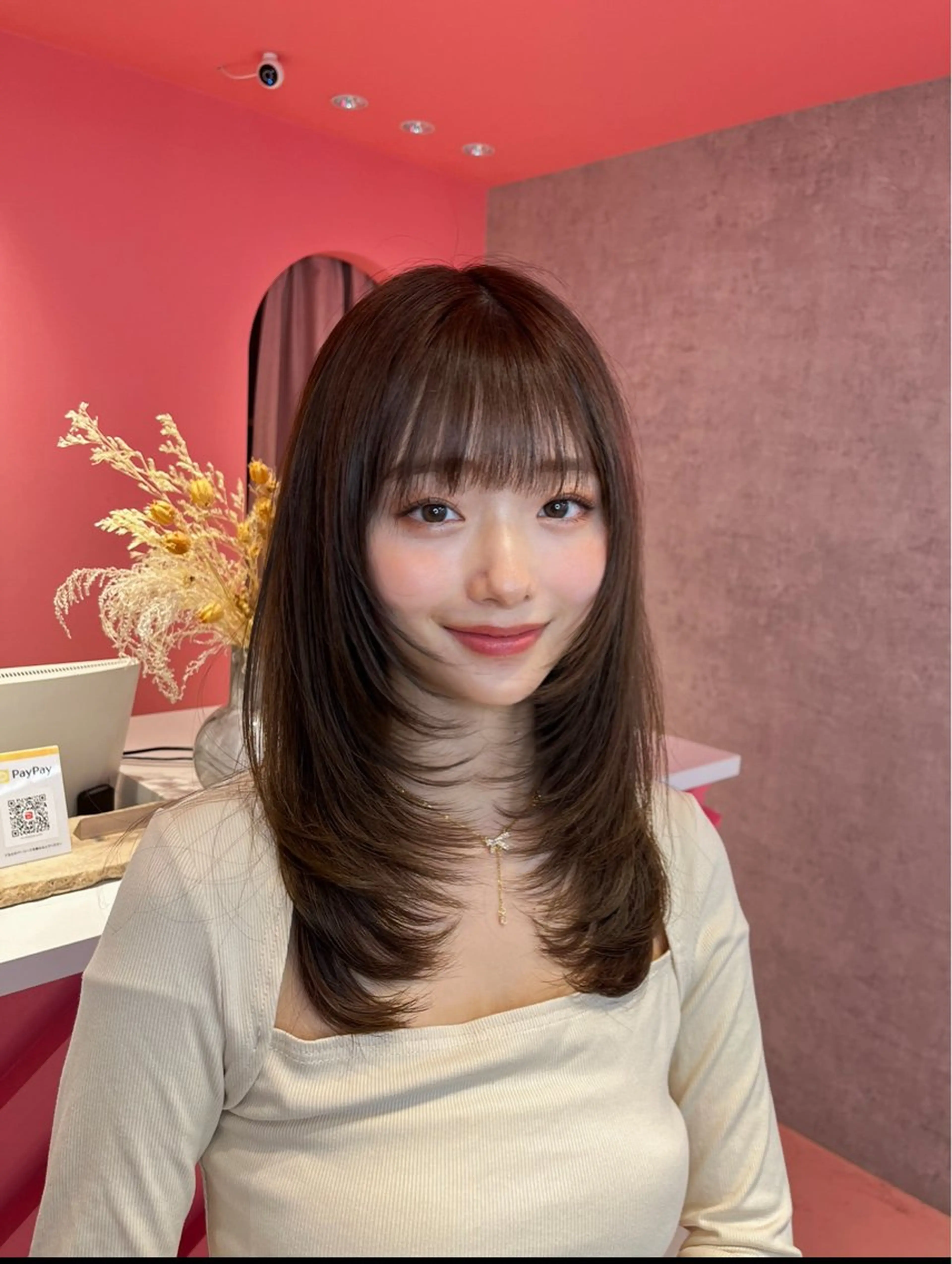 ミディアム カラー 山崎/ボブ縮毛矯正 レイヤー髪質改善のヘアスタイル