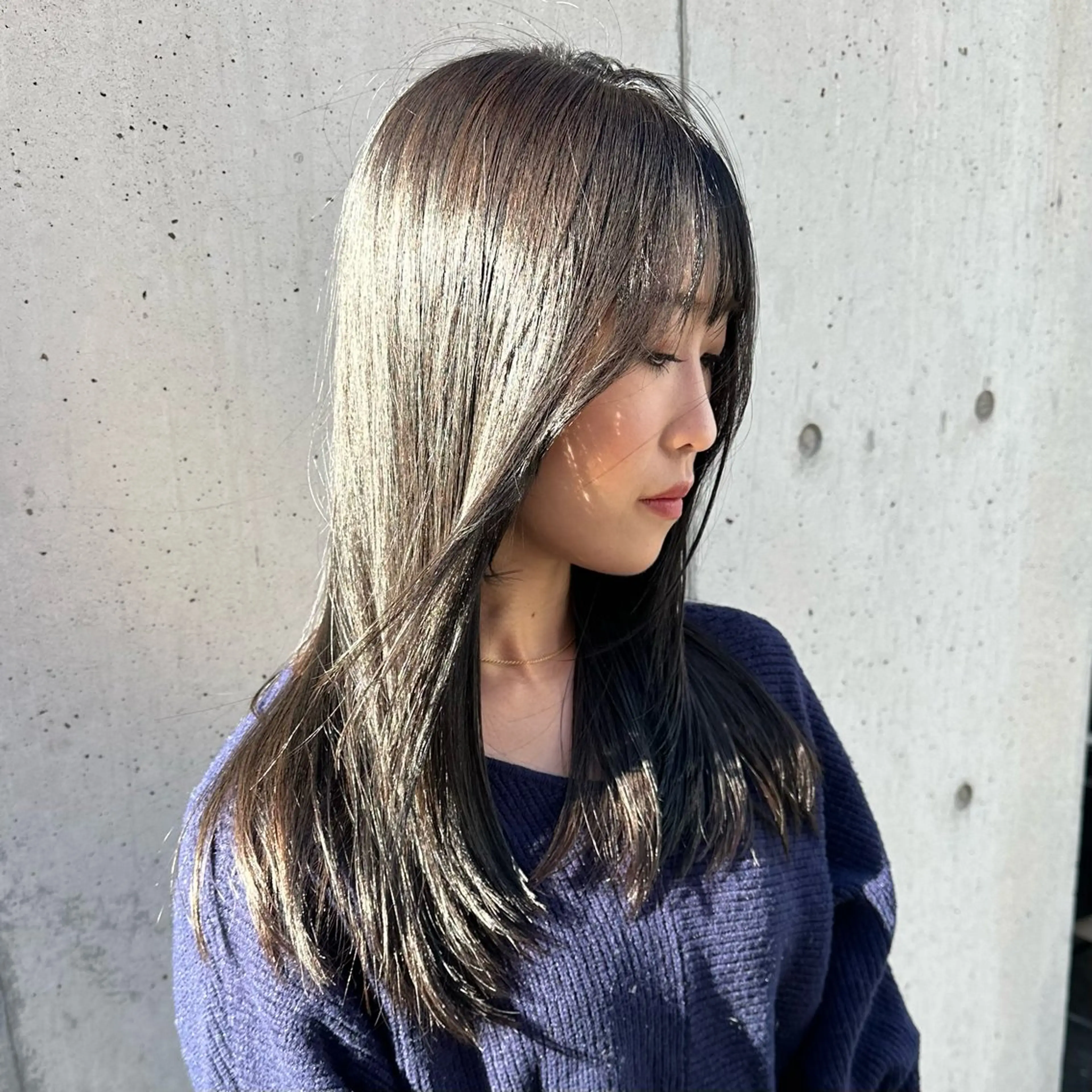 セミロング カラー 韓国レイヤーカット要 暗透カラー📓吉祥寺のヘアスタイル