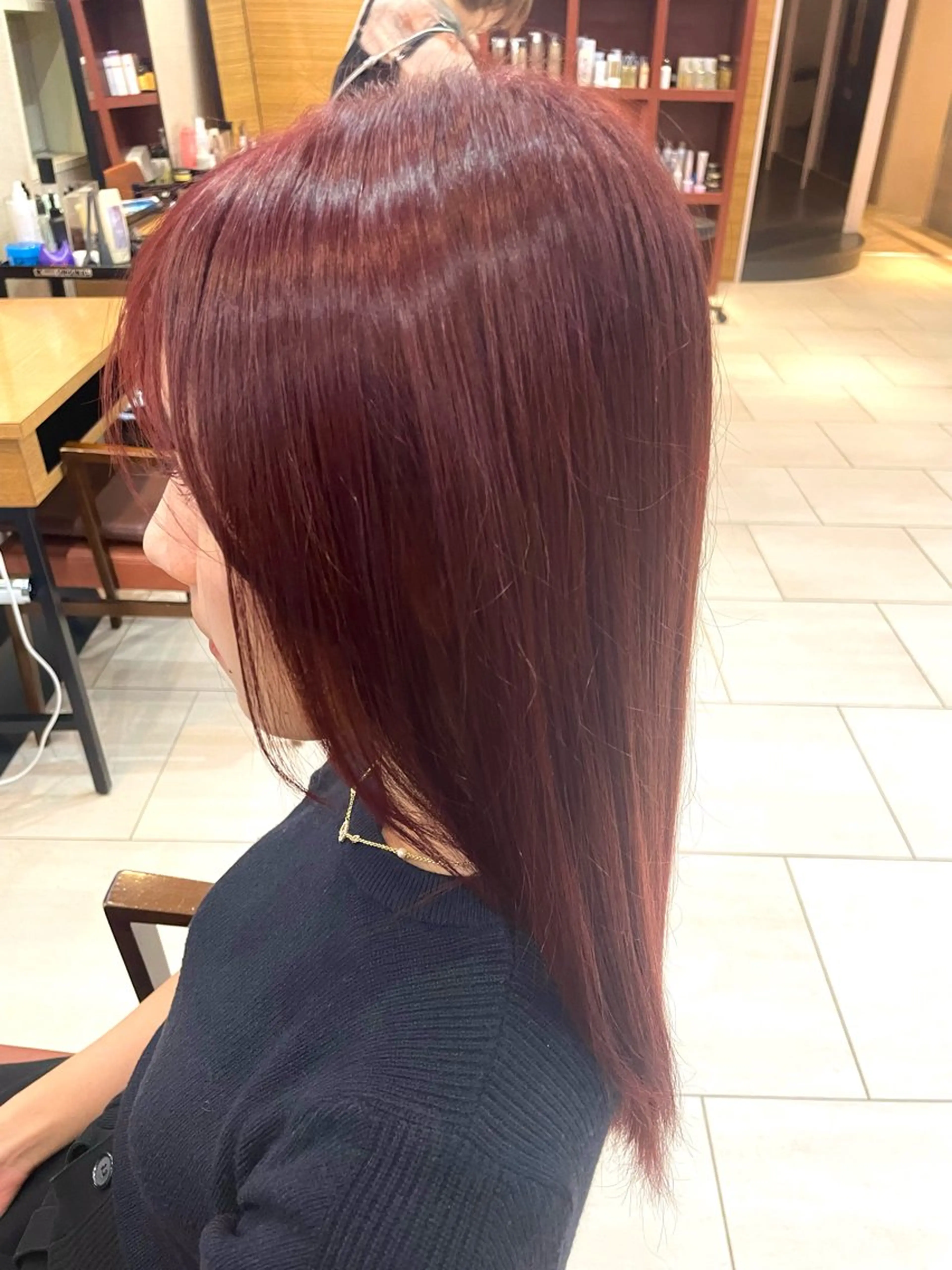 ロング カラー ブリーチ ボルドーカラー ブラウンカラー カシス ダブルカラー ヘアカラー トリートメント 🎈ブリーチなし暖色 カラー/レッド/ゆいのヘアスタイル