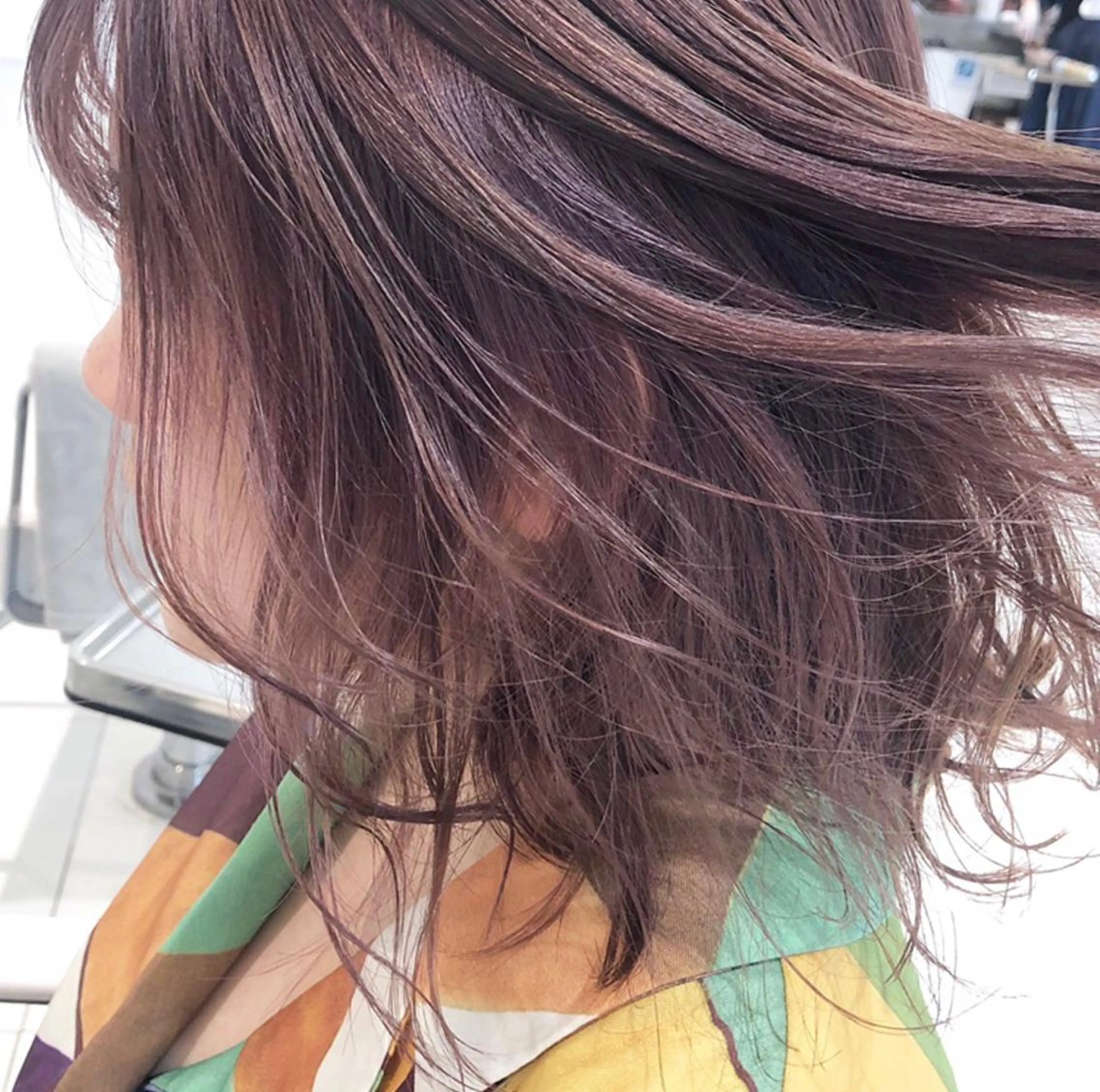 セミロング ピンクラベンダー ヘアカラー sano sayakaのヘアスタイル