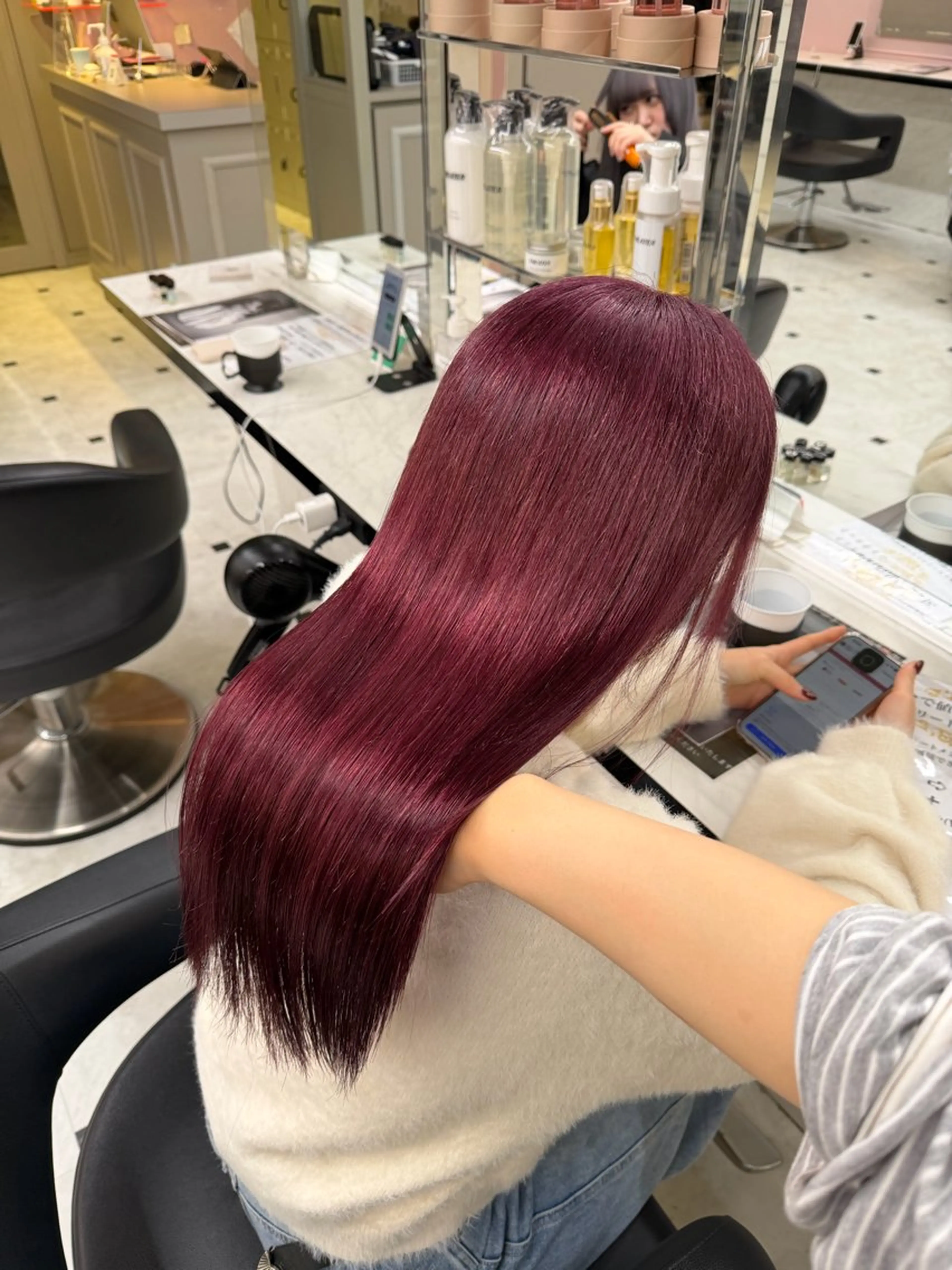 ミディアム カラー ヘアカラー トリートメント ヘアセット 愛され暖色♥️モテ 艶髪♥️りなのヘアスタイル