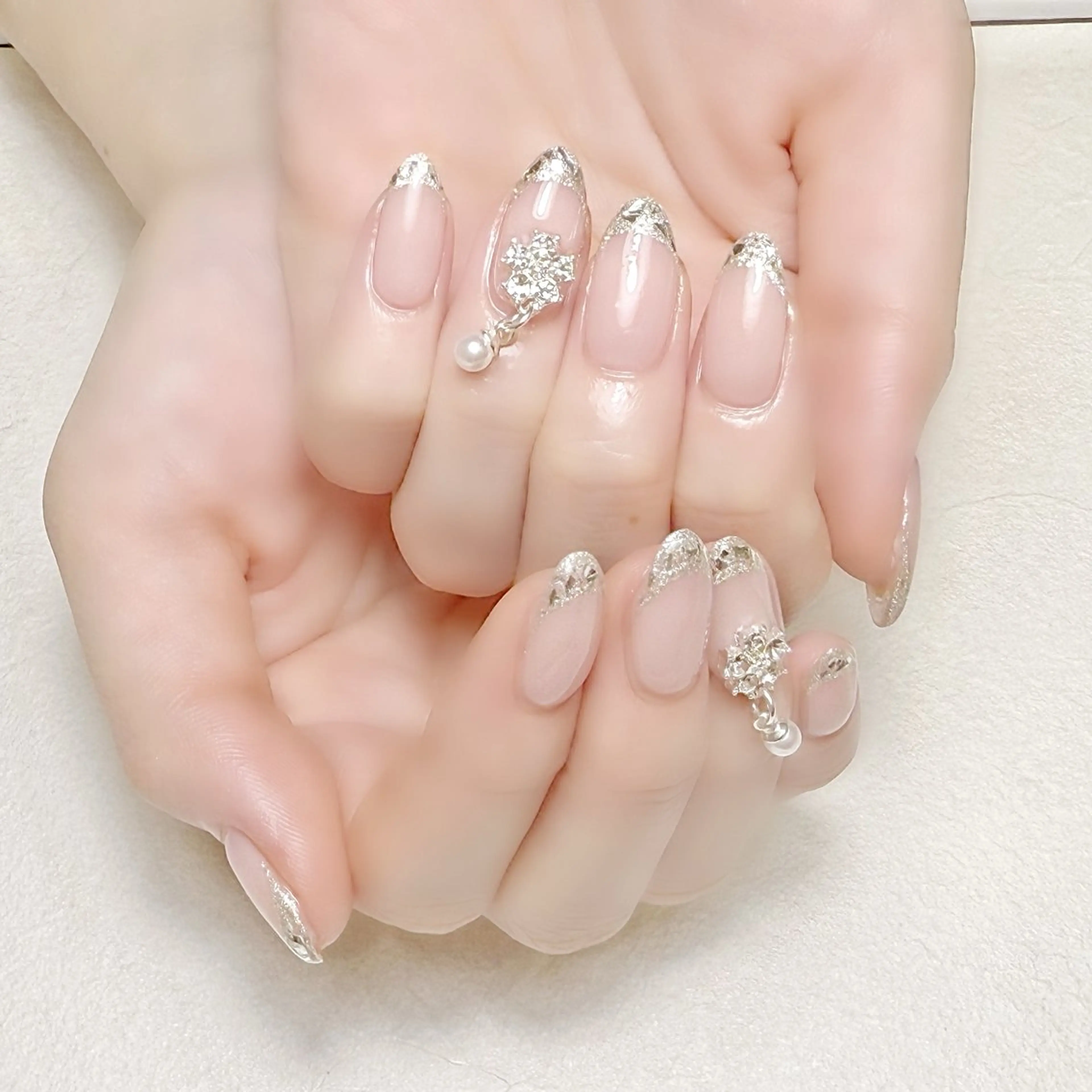 ネイル フレンチネイル ガラスフレンチ オフィスネイル rouse nail RISATOのネイルデザイン