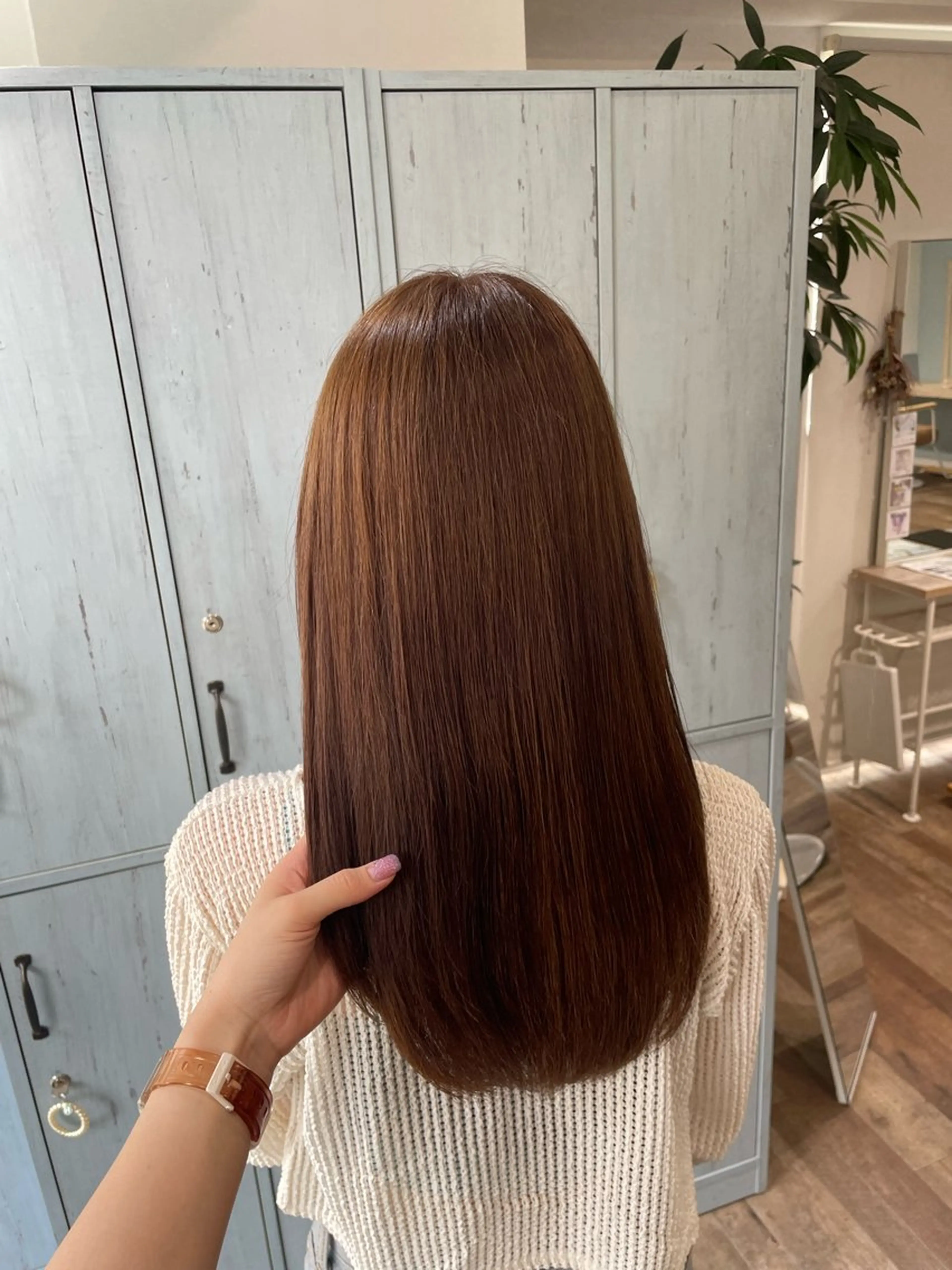 ロング カット ヘアカラー トリートメント ピンク・ラベンダー/ レイヤー/NANAのヘアスタイル