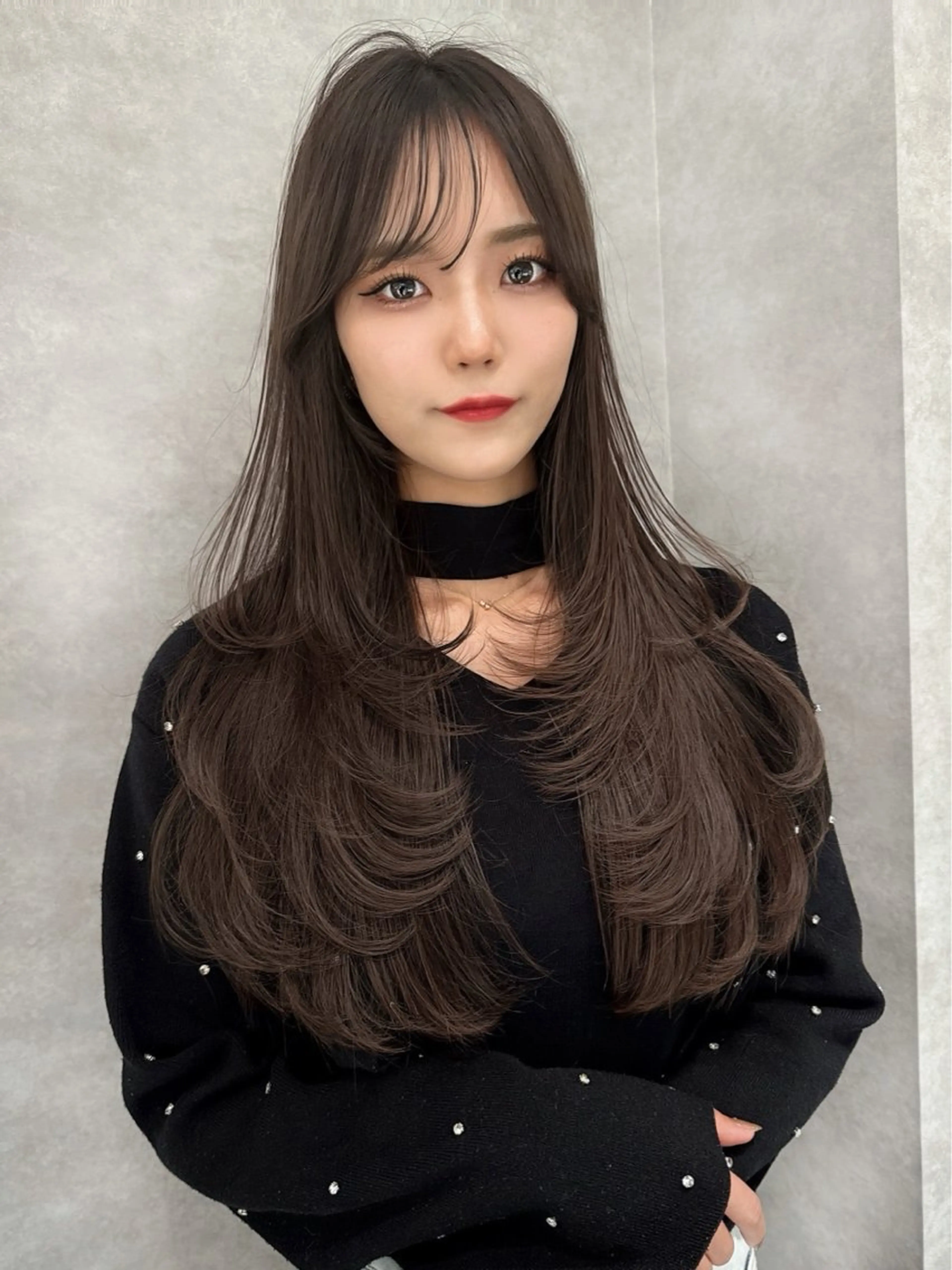 セミロング カラー カット ヘアカラー 木屋元一/透明感 /前髪/韓国ヘアのヘアスタイル