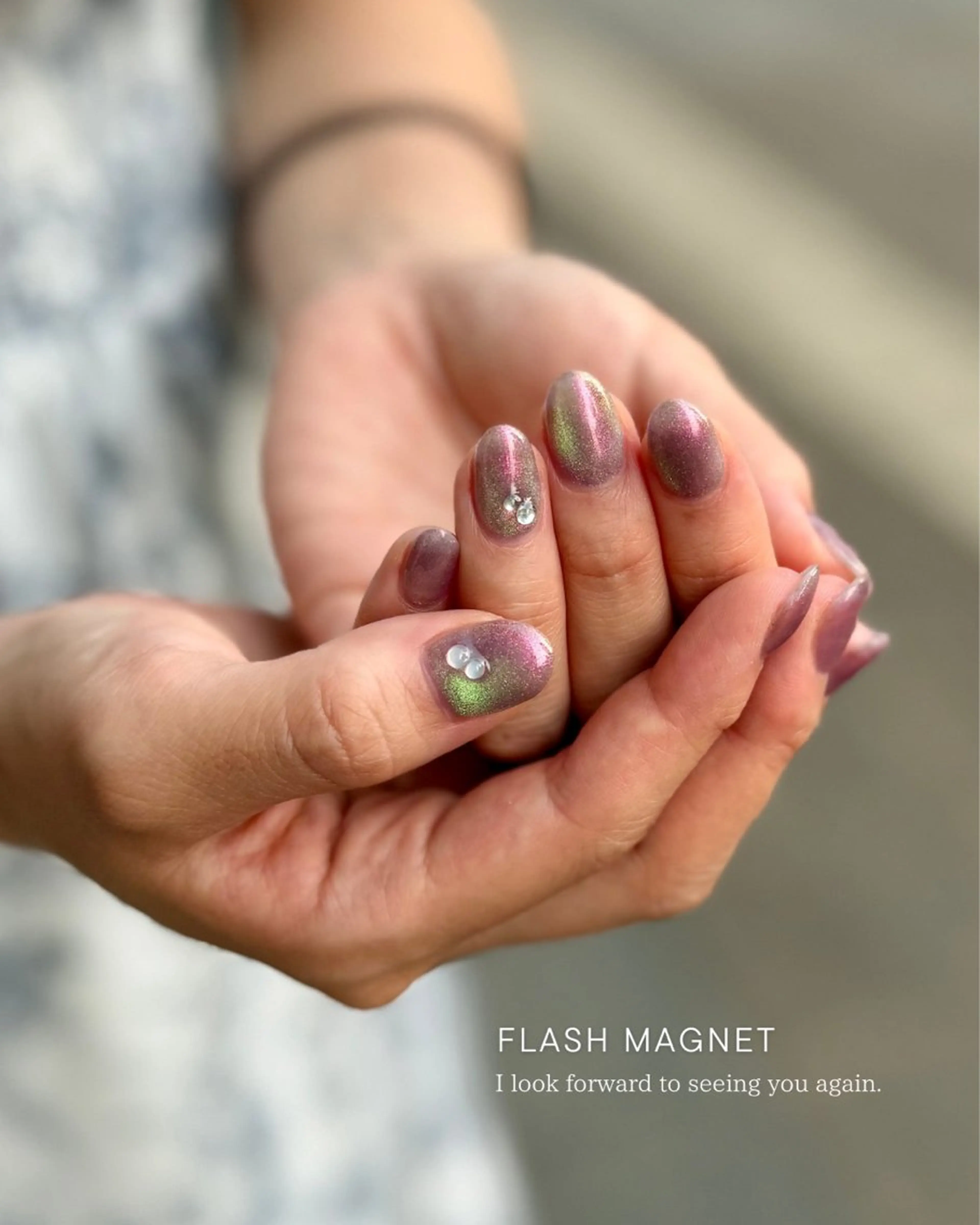 ネイル フラッシュネイル ジェルネイル ラメ(グリッター) マグネットネイル パラジェル ハンドネイル Seemly 千田町店所属・フラワーパラジェル 🌸シームリーエミのネイルデザイン