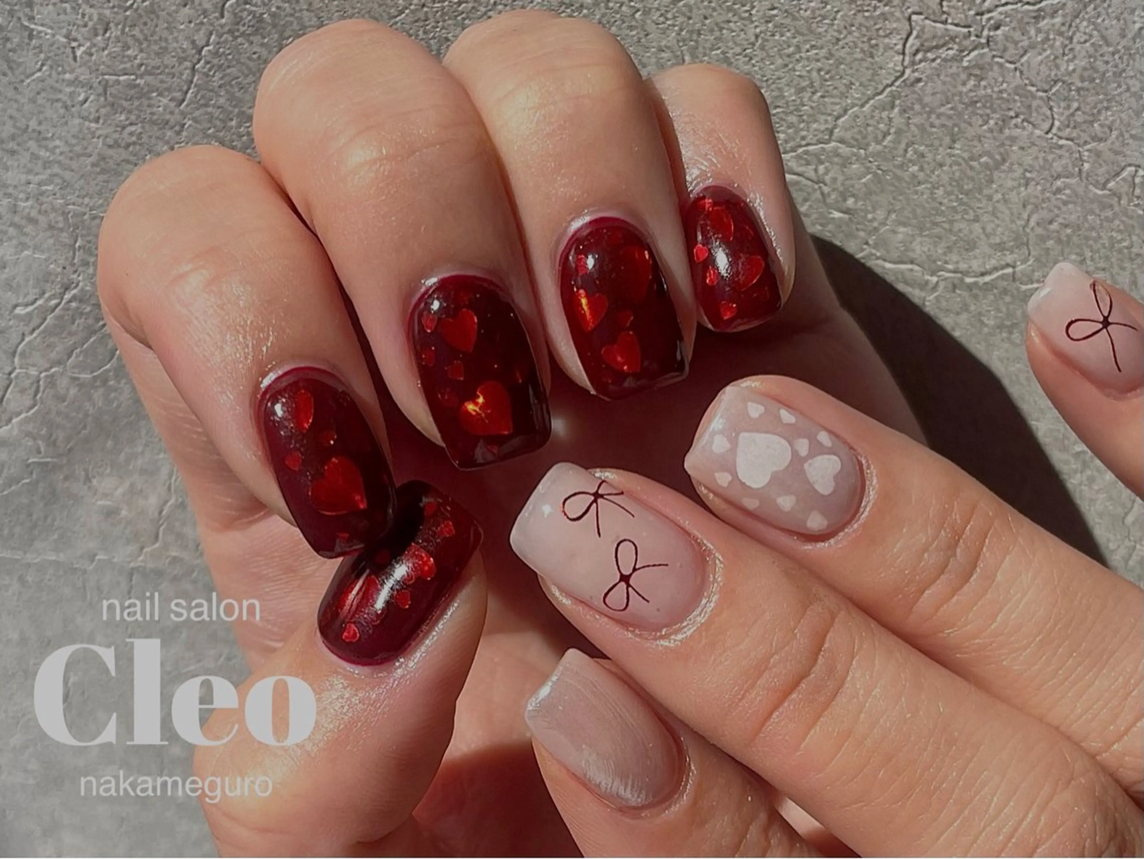 ネイル オーロラネイル フラワーネイル フレンチネイル ジェルネイル ハート ハンドネイル Cleo中目黒店 Hinahoのネイルデザイン
